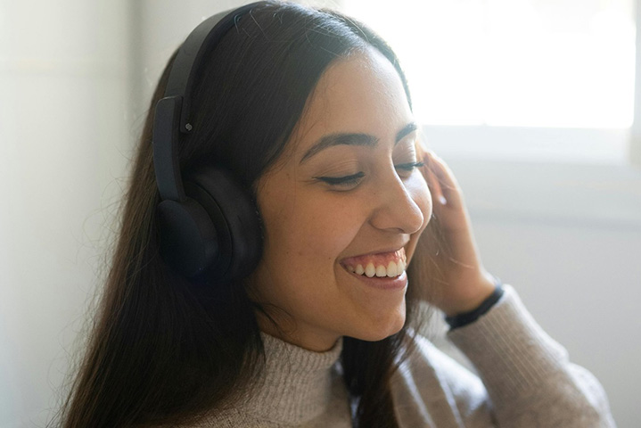 Woman wearing headphones