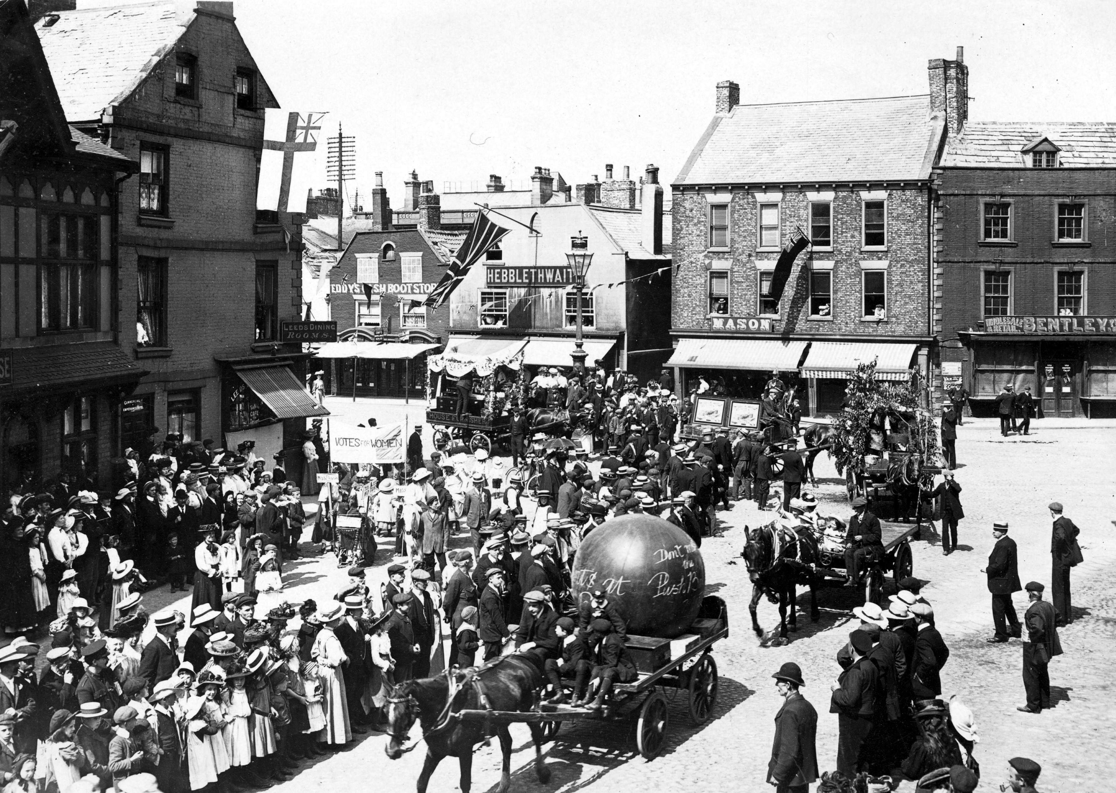A tradesmen’s procession in Knaresborough Market Place in the early 20th century