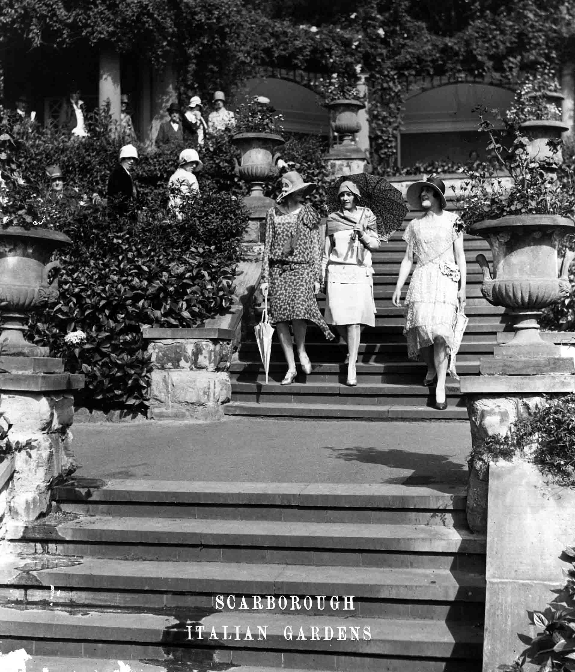 A fashion parade at the Italian Gardens in Scarborough in the 1920s