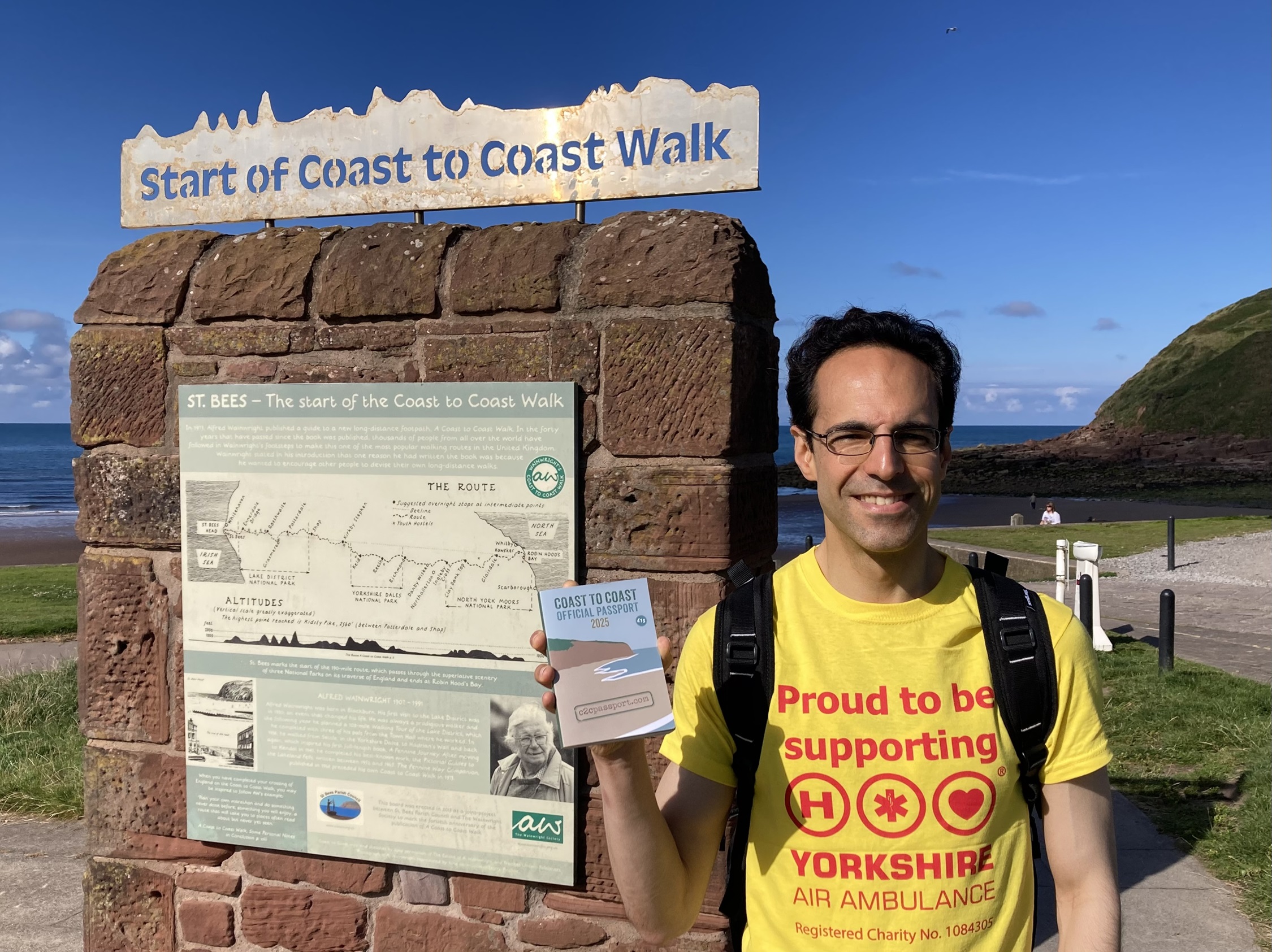 Cllr George Jabbour at the start of the Coast-to-Coast Walk