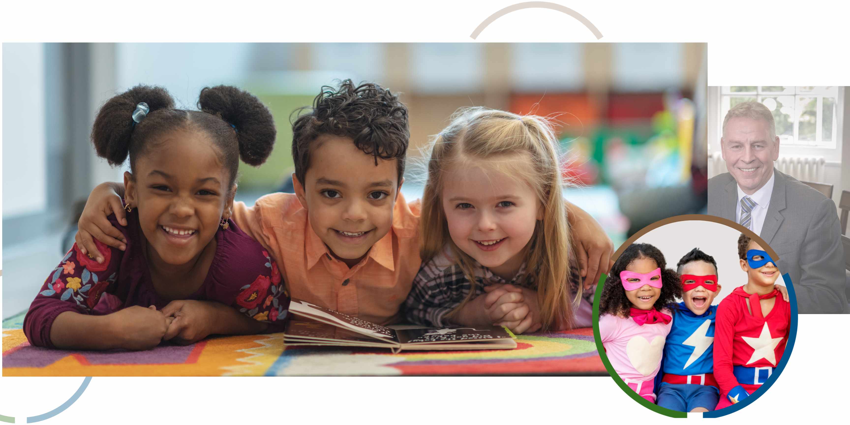Three young children looking happy together