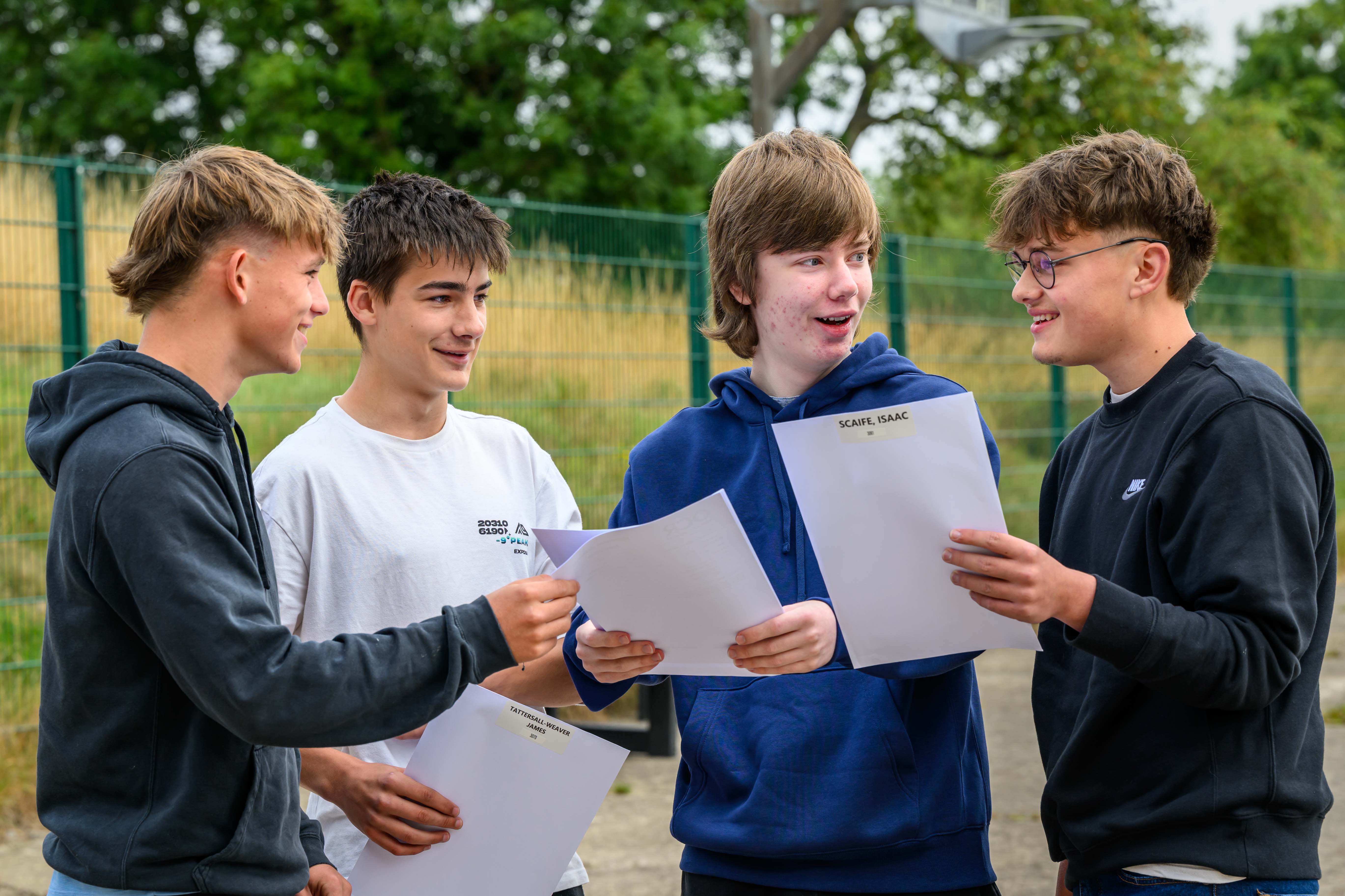 Tom, James, Oscar and Isaac with their GCSE results