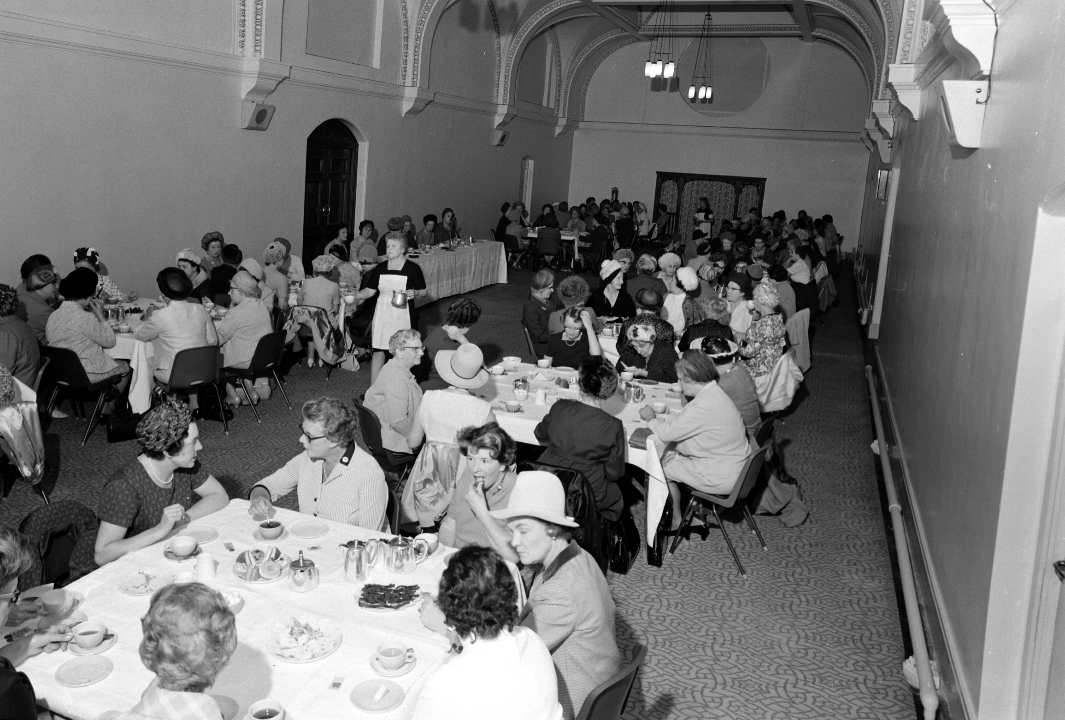 Wedderburn Ladies Tea Club in The Lounge Hall in Parliament Street, Harrogate. From the Bertram Unné photographic collection.