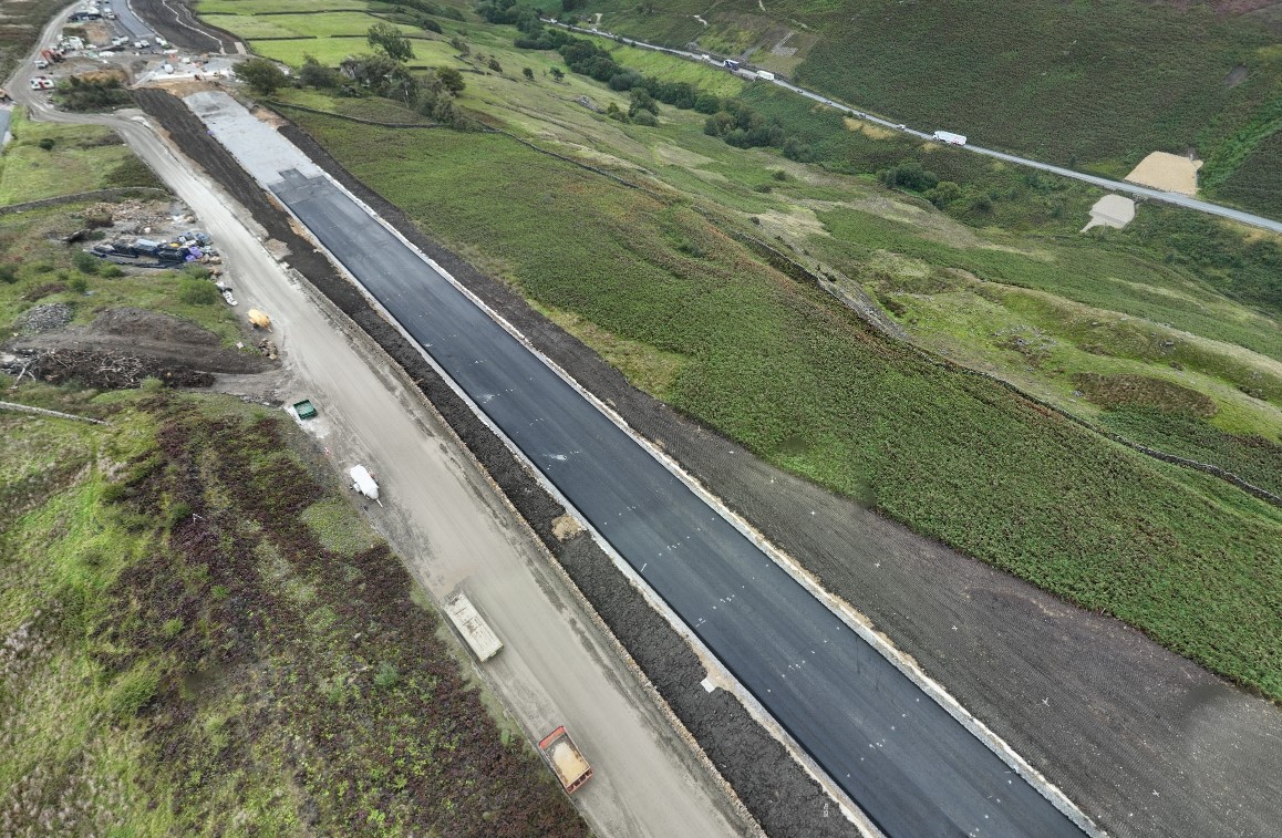 Tarmac, the subcontractor to John Sisk & Son, have started to lay asphalt for the new section of road.