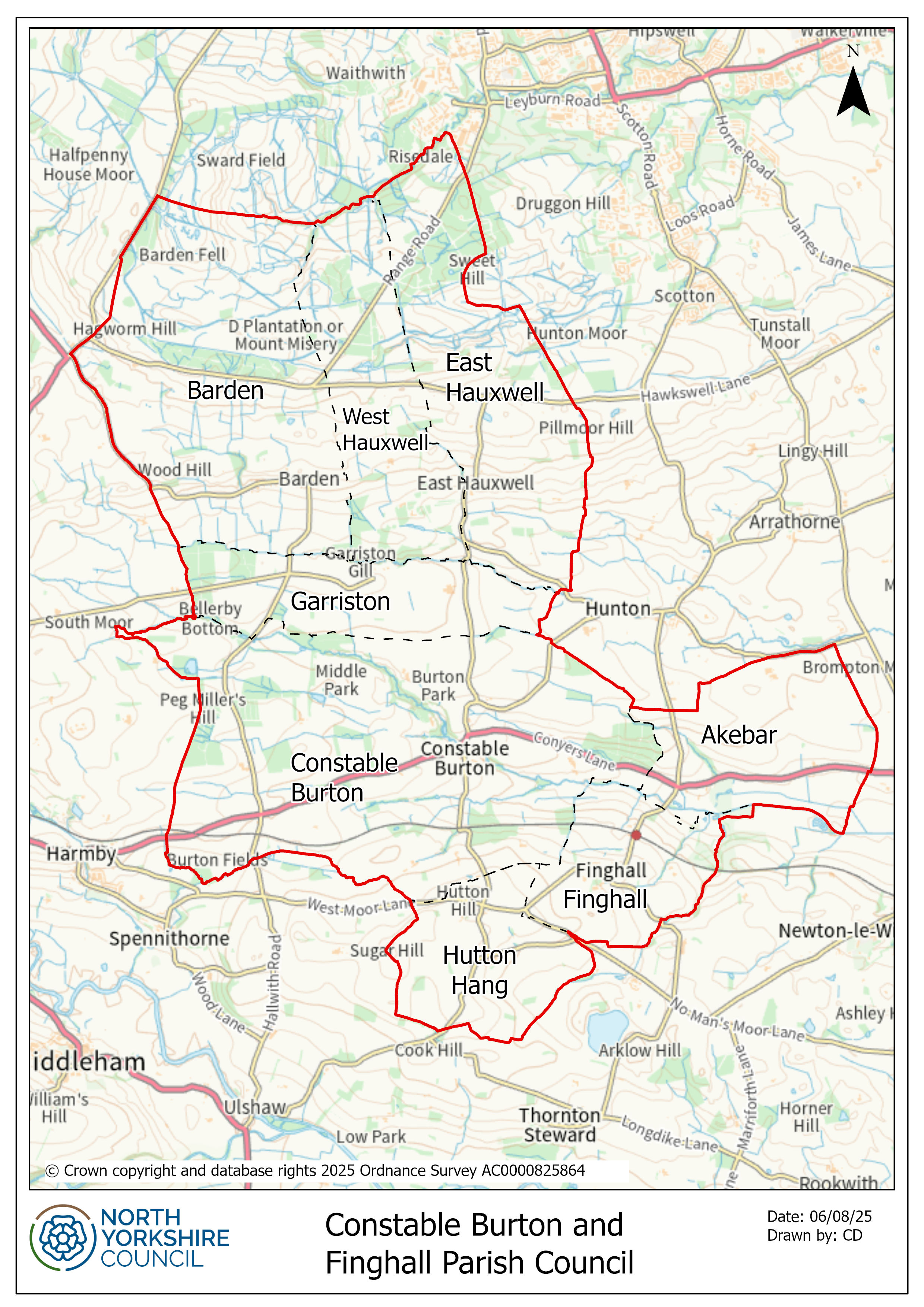Map of Constable Burton and Finghall layout