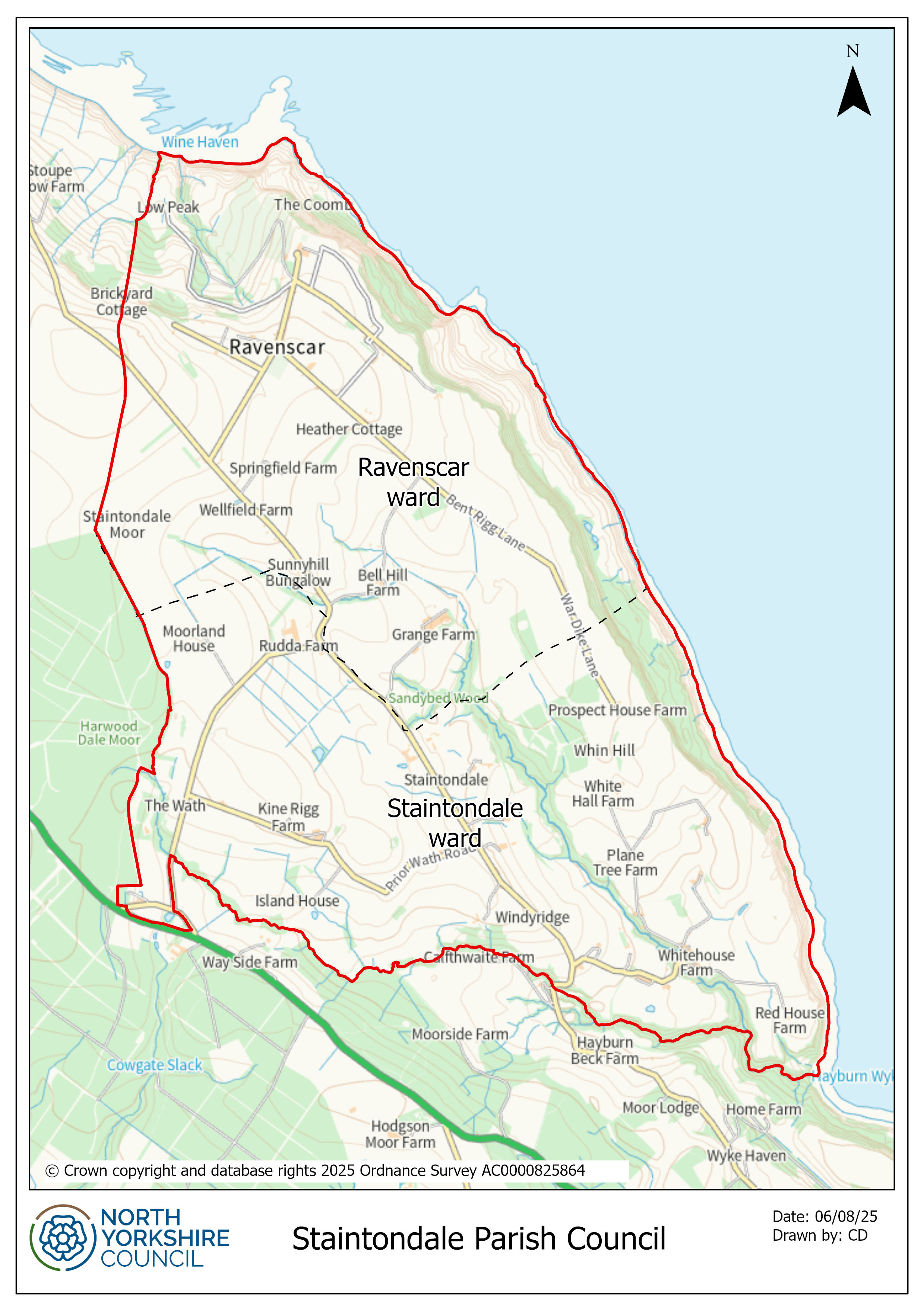 Map of Staintondale layout with current ward line