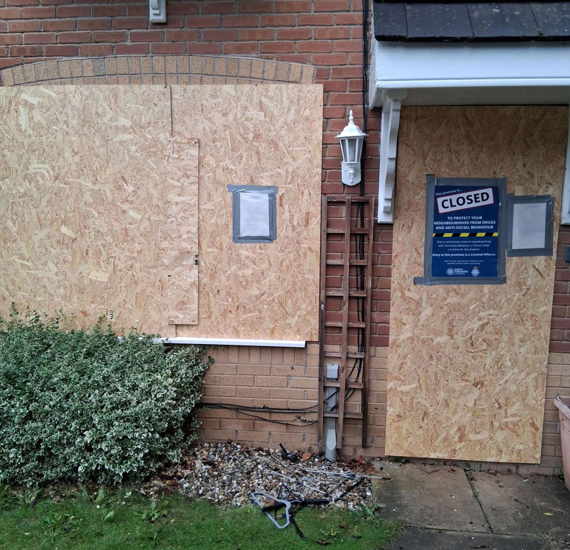 The outside of the closed house