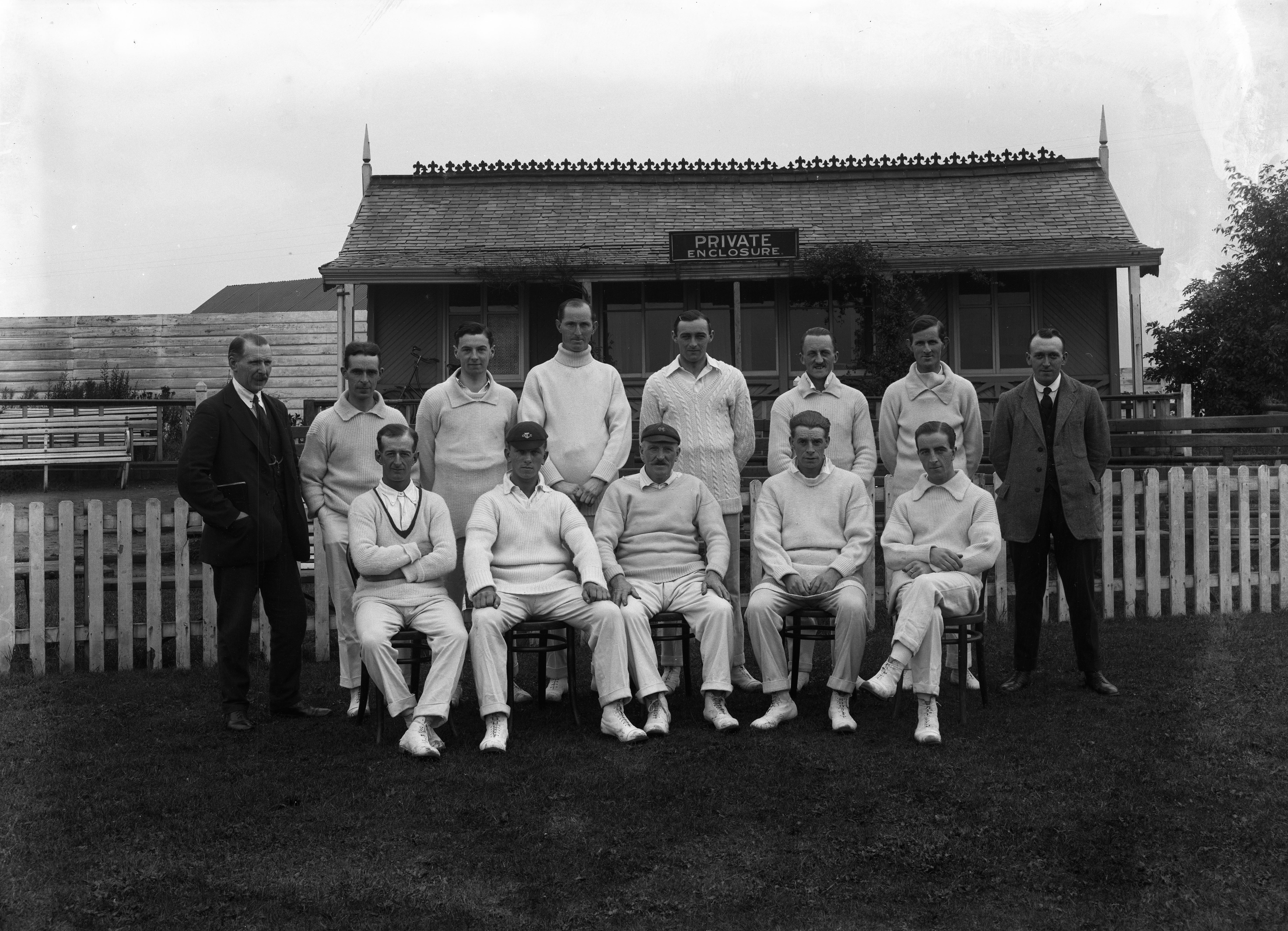Harrogate Cricket Club 1st XI pictured in 1921. Harrogate-born Maurice Leyland, a first class cricketer for Yorkshire and England, is pictured second left on the bottom row. 