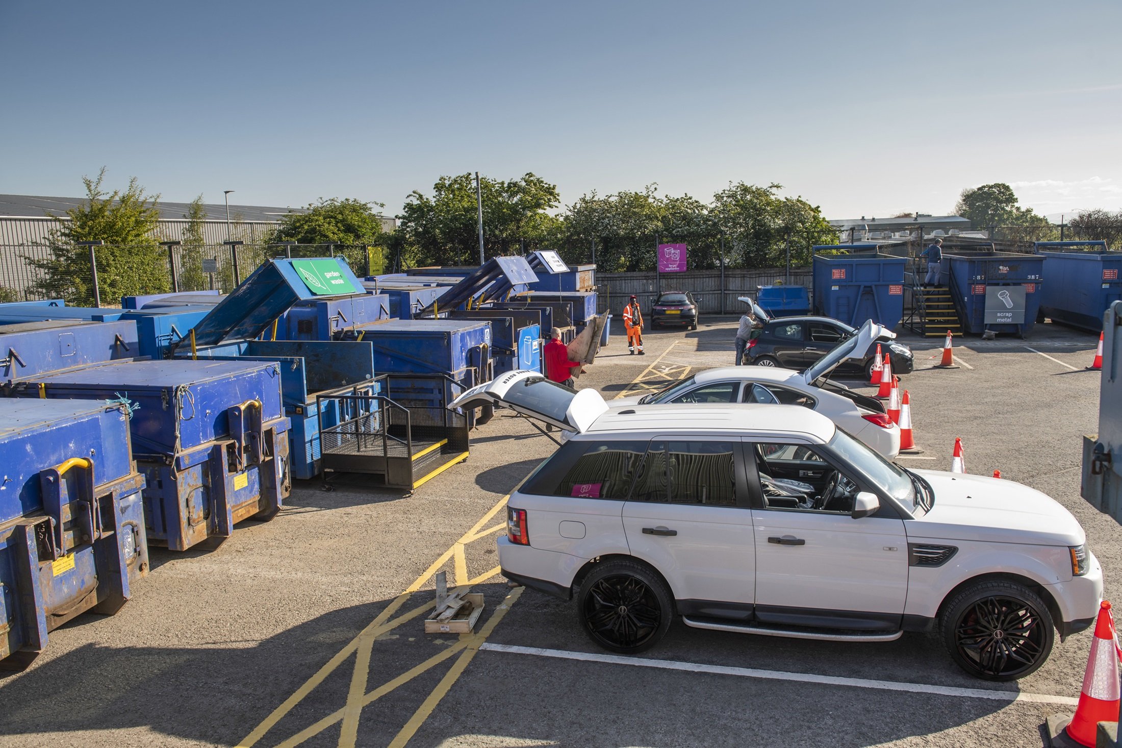 Cars at a household waste recycling centre