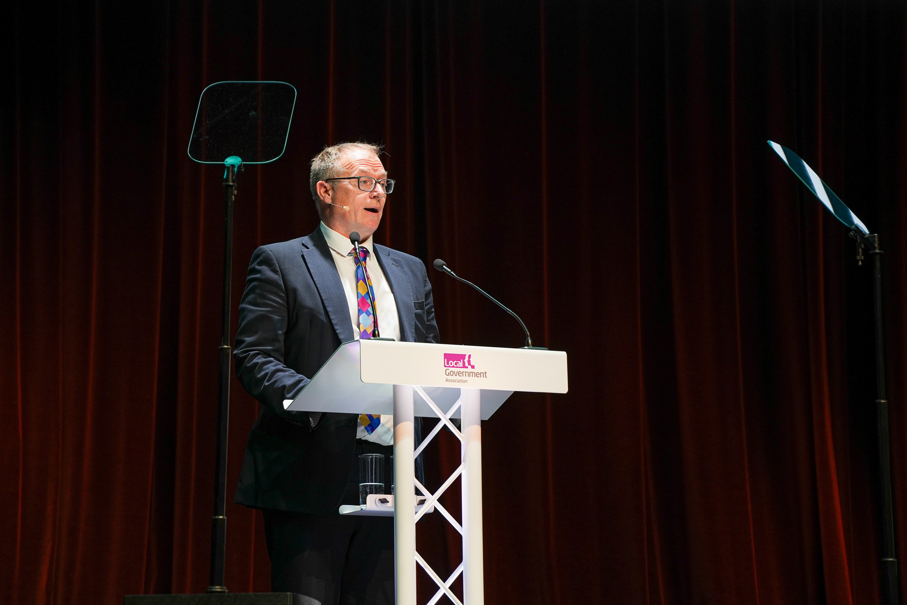  North Yorkshire Council’s deputy leader, Cllr Gareth Dadd, is pictured delivering his opening speech to the Local Government Association’s conference in Harrogate. (Picture credit: LGA/Joe Outterside).
