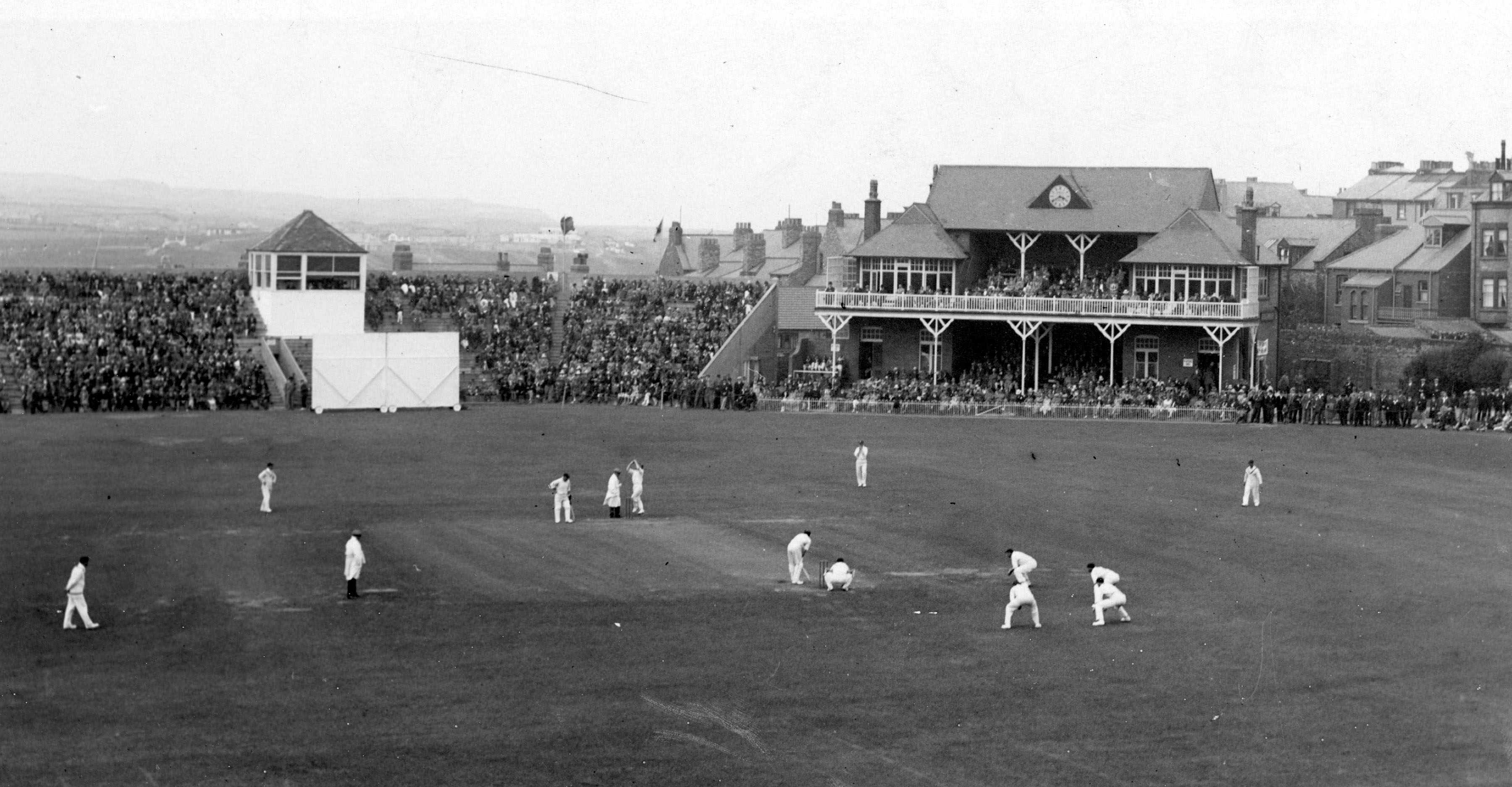 Black and white photo of Scarborough Cricket Club Ground in 1926