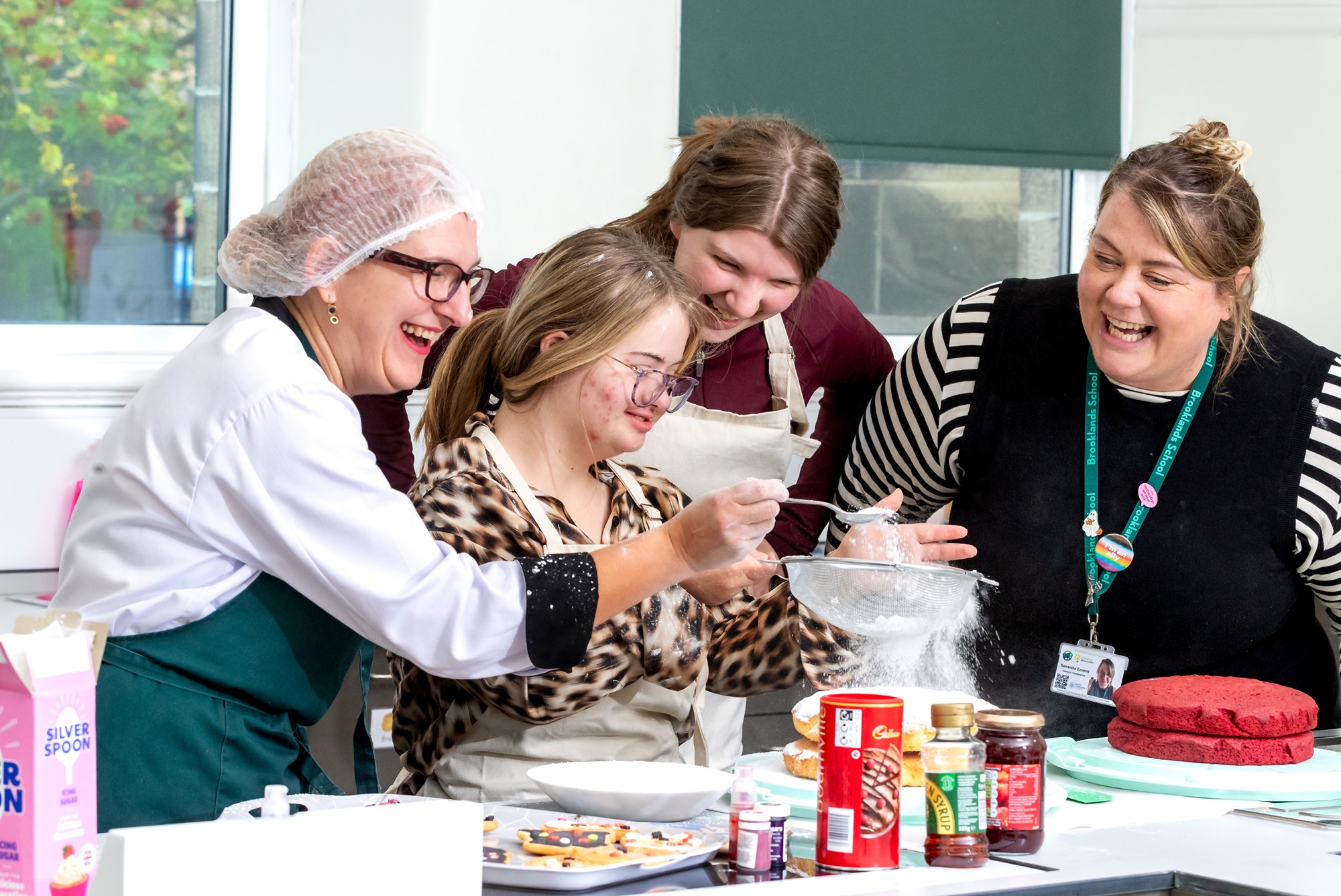 The Post-16 Brooklands School in Broughton Road offers places for students aged 16 to 19 in refurbished classrooms and work-related learning areas. (From left): Ewelina Kowal, the school’s catering instructor; pupils Connie Hartford and Sophie Mulliner and the school’s assistant headteacher, Samantha Emmott. 