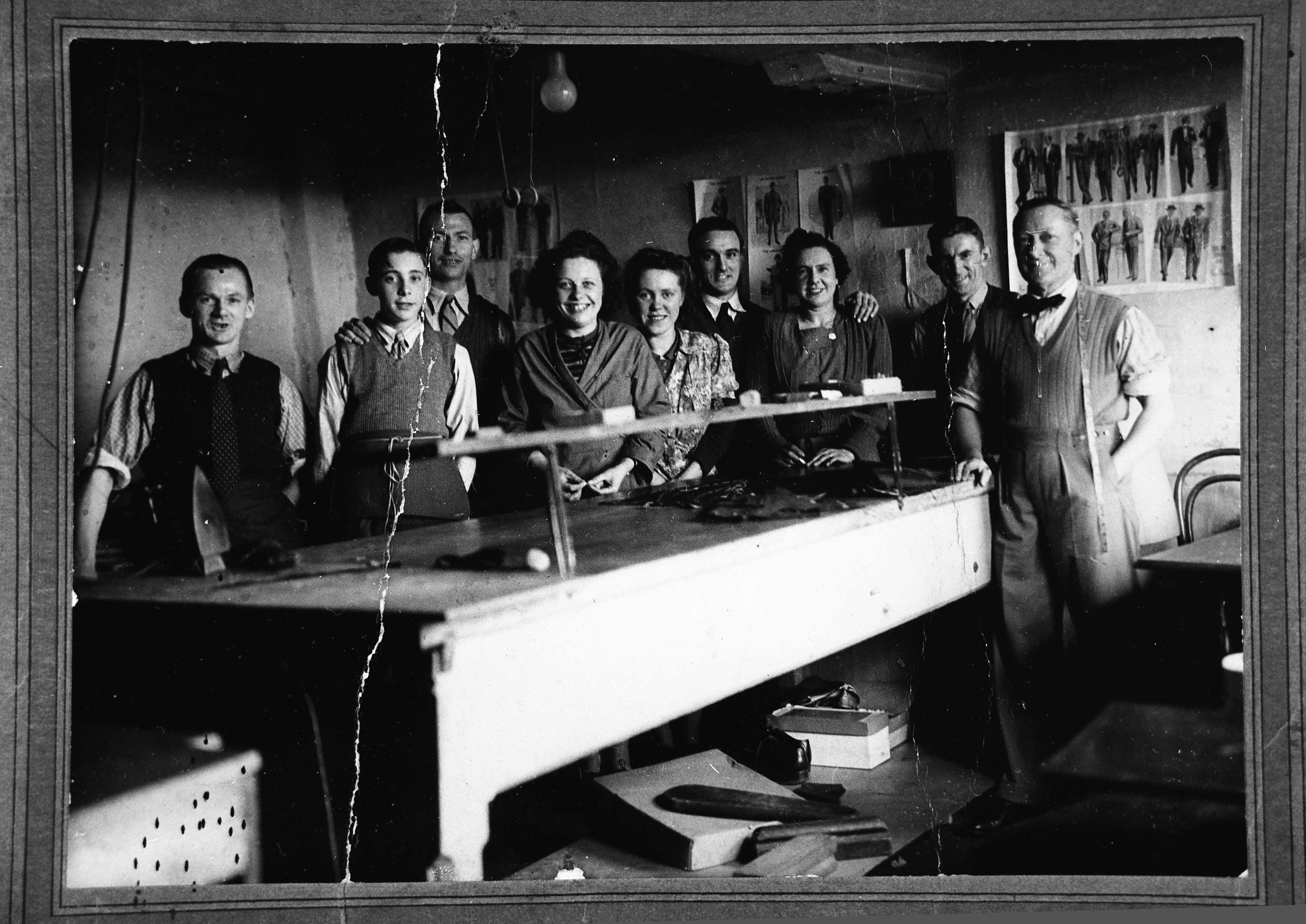 Cutters at Bell’s Clothing Factory, Ripon. This image is part of the Ripon Re-Viewed collection created by Ripon Civic Society and supported by the National Lottery Heritage Fund (NLHF).