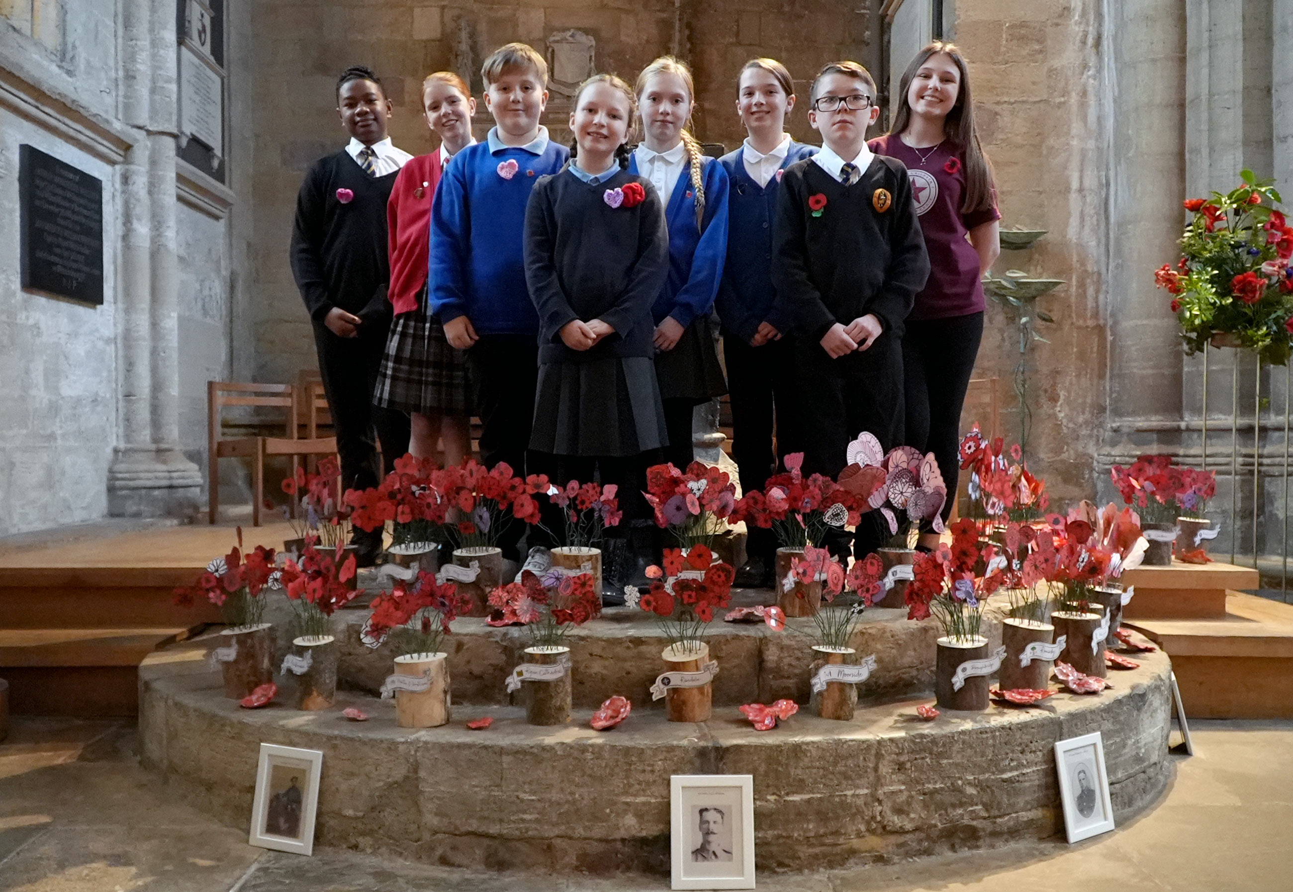 Children with a poppy display