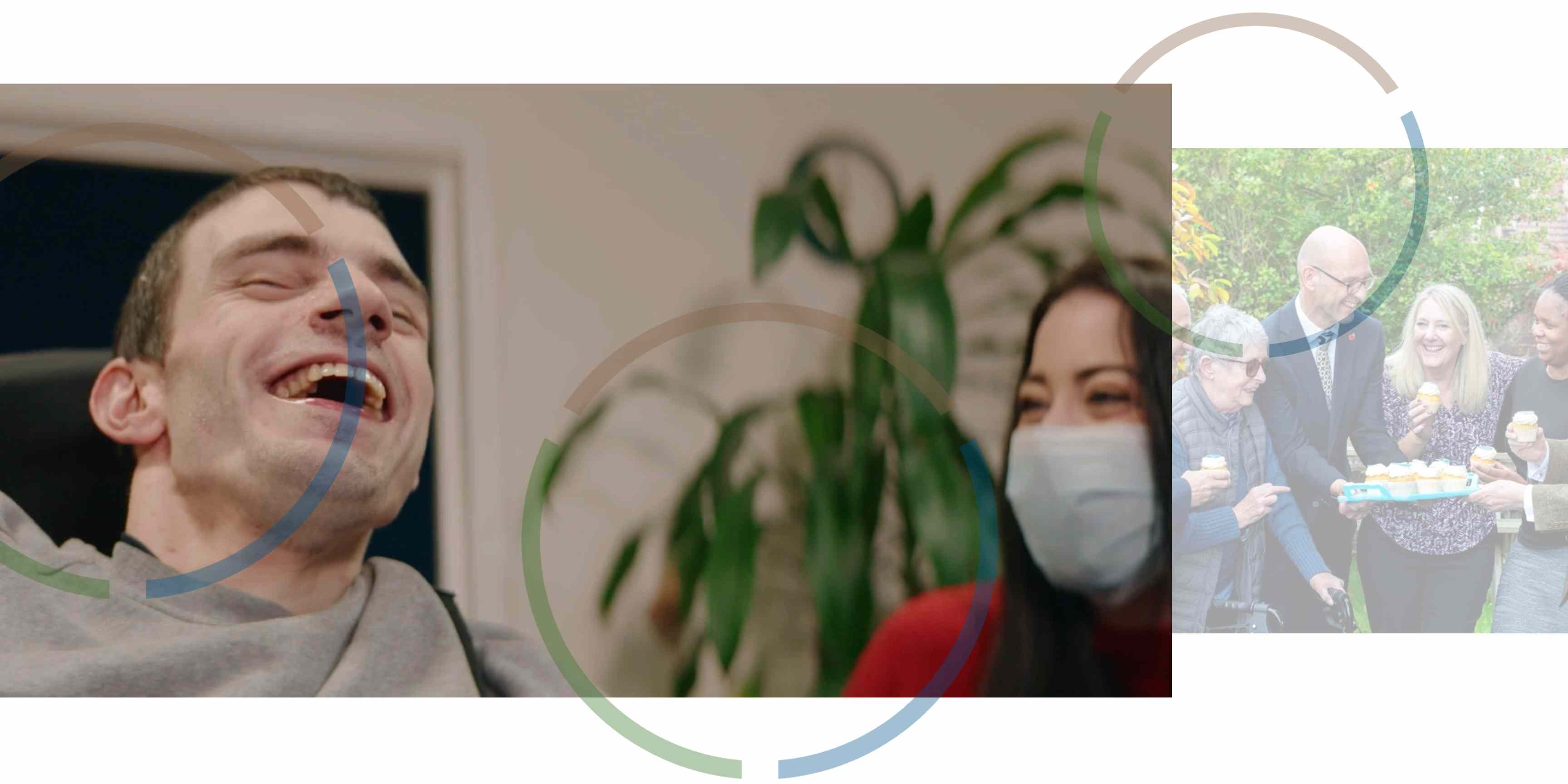 Two people sitting together laughing