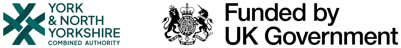 The logos of the York and North Yorkshire Combined Authority and the Funded by the UK Government logo