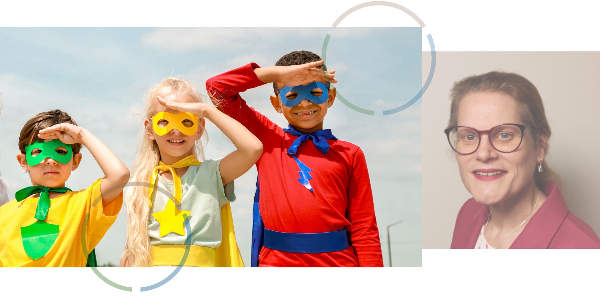 Children wearing superhero costumes