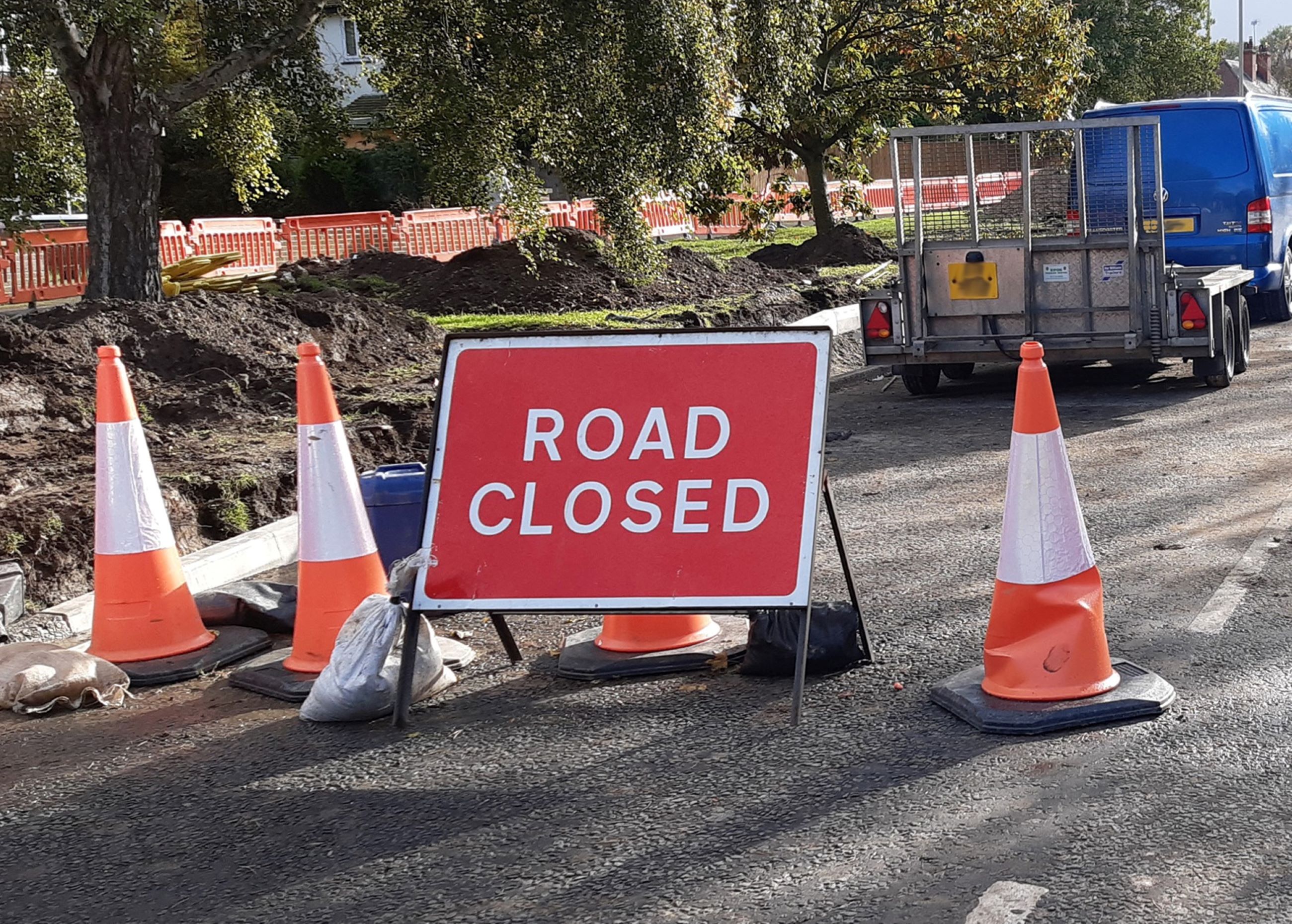 Road closed sign