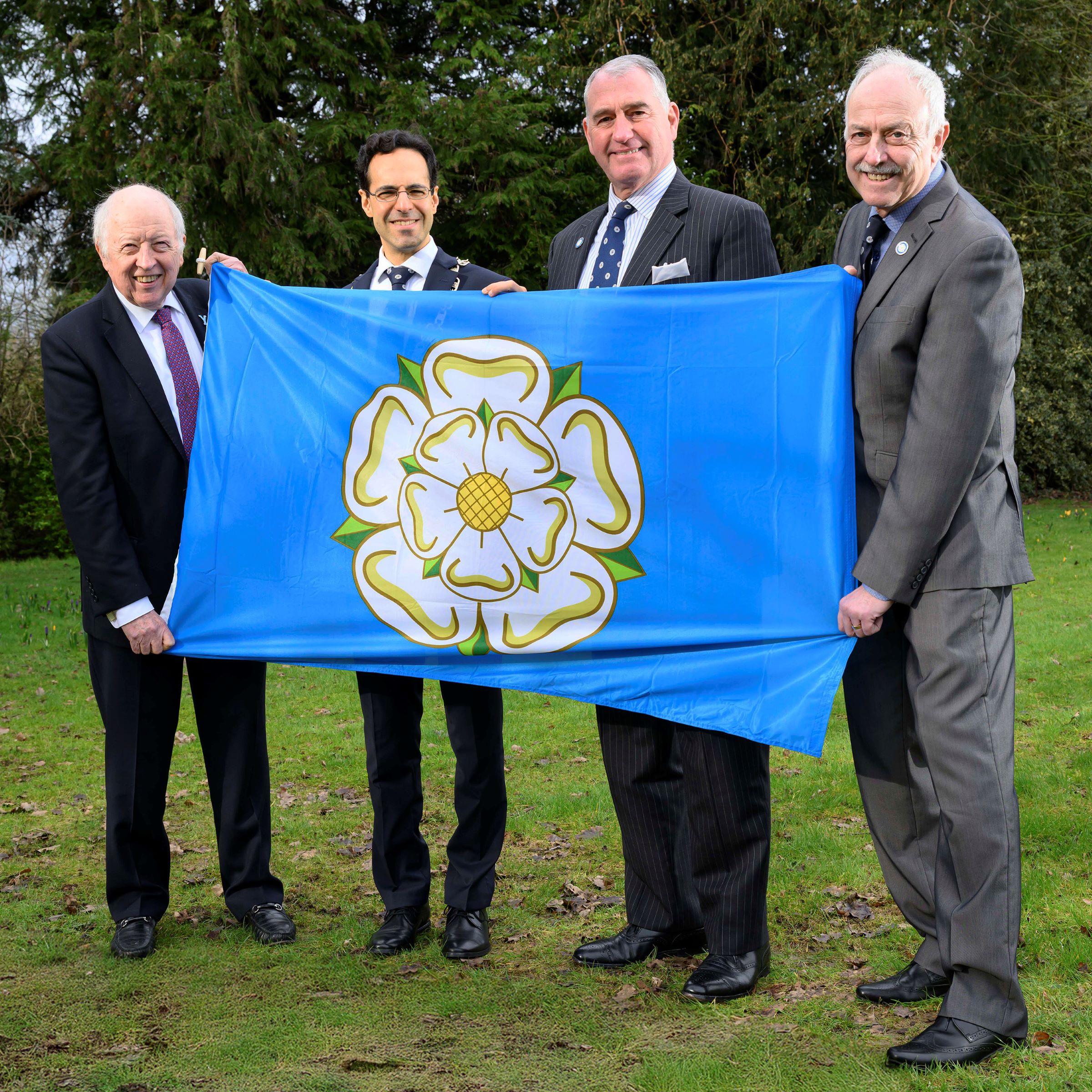 From left to right, the leader of North Yorkshire Council, Cllr Carl Les, the chairman of North Yorkshire Council, Cllr George Jabbour, deputy chair of the Yorkshire Society, Colonel Stephen Padgett OBE and Yorkshire Society executive committee member, Stephen Bradwell.