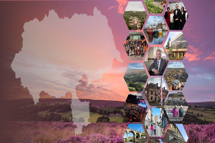 Collage of scenes from around North Yorkshire towns and countryside