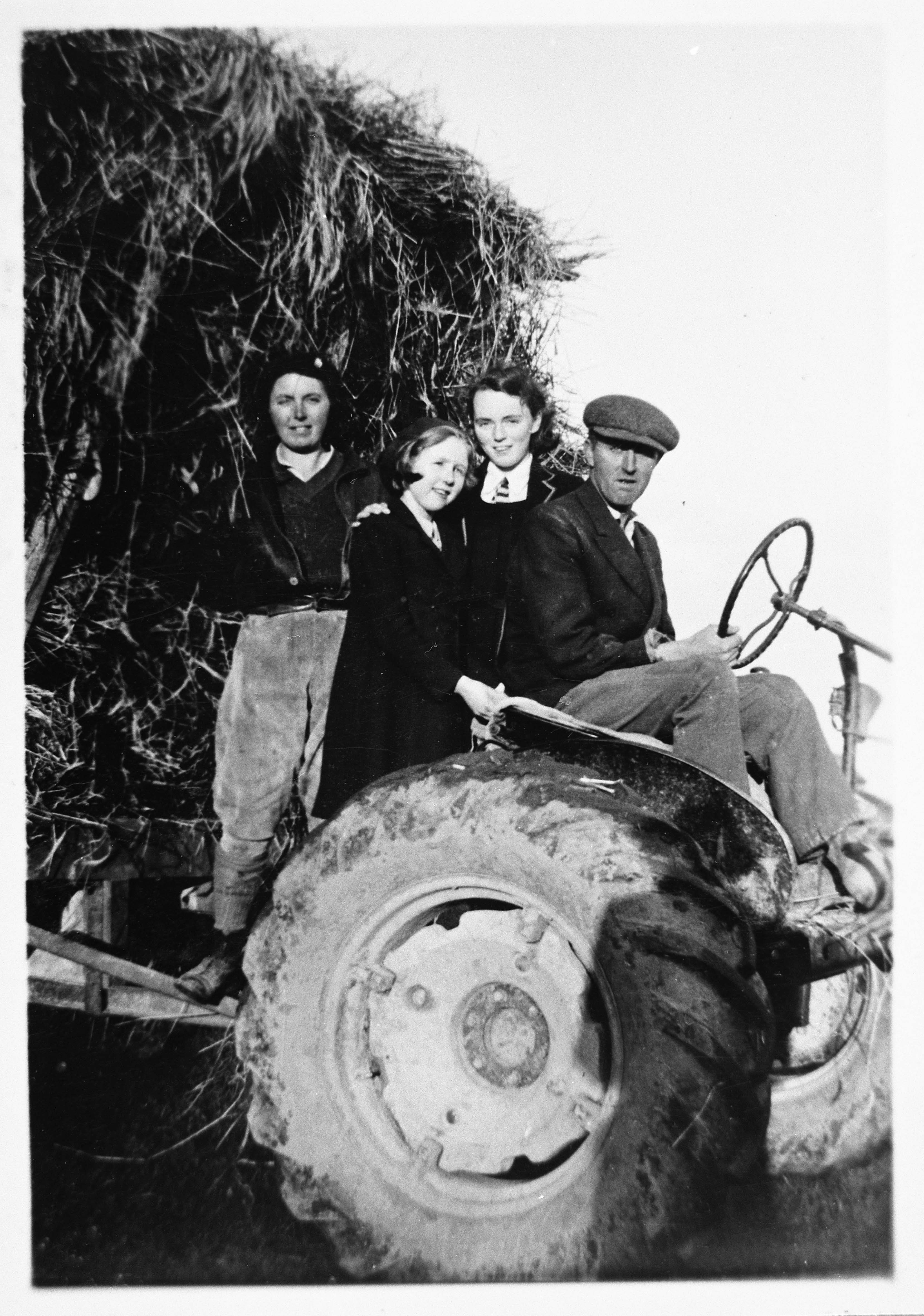 Land girls at High Birkby farm (circa 1944). This image is part of the Ripon Re-Viewed collection created by Ripon Civic Society and supported by the National Lottery Heritage Fund (NLHF).
