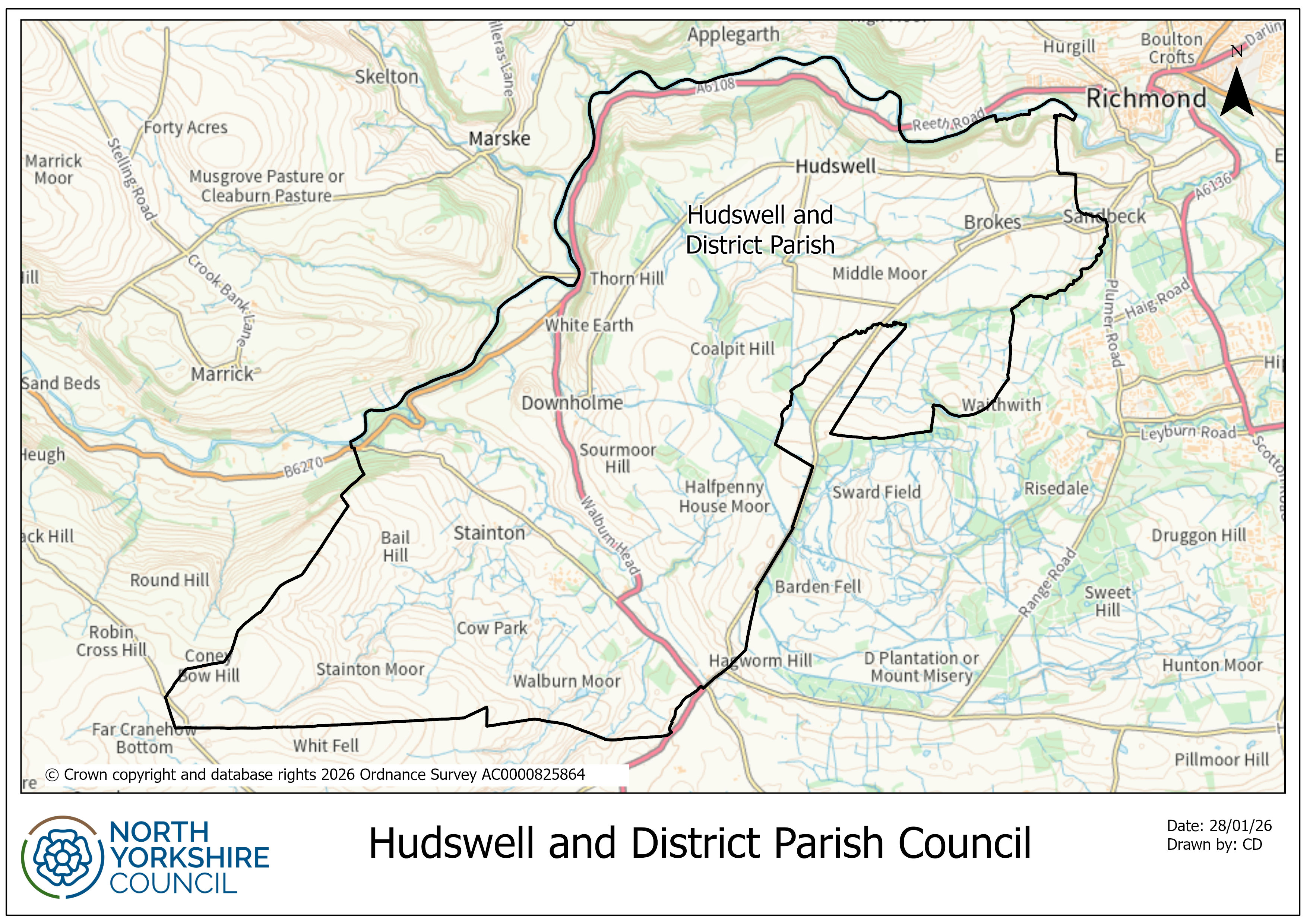 Map of Hudswell and District 