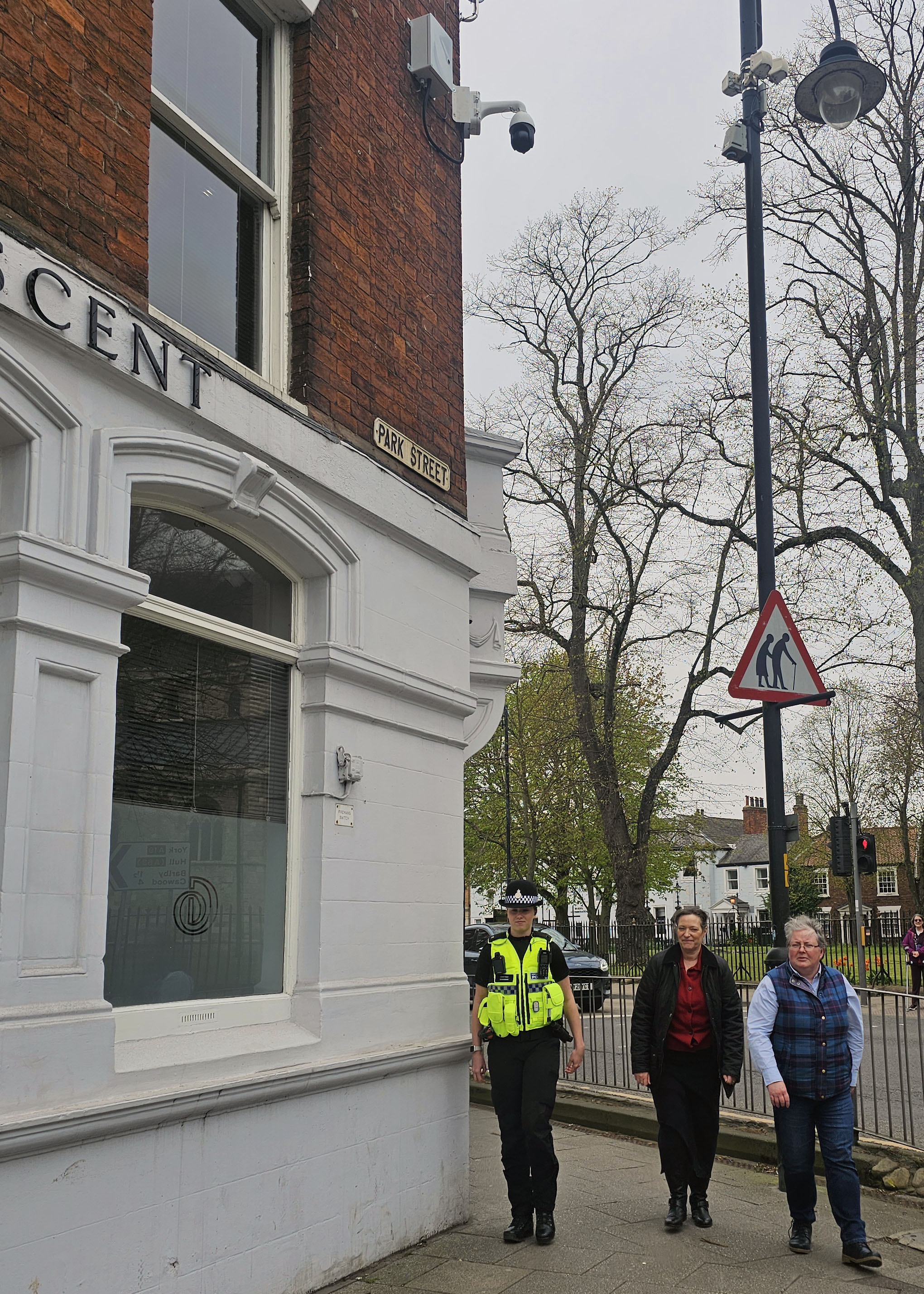 CCTV in Selby above 3 people walking