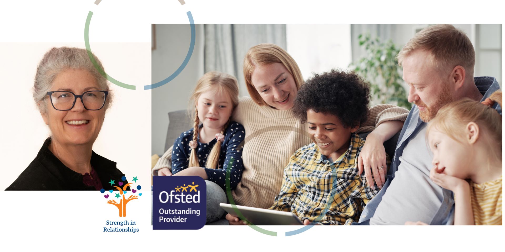 Decorative image only: a montage of children and parents