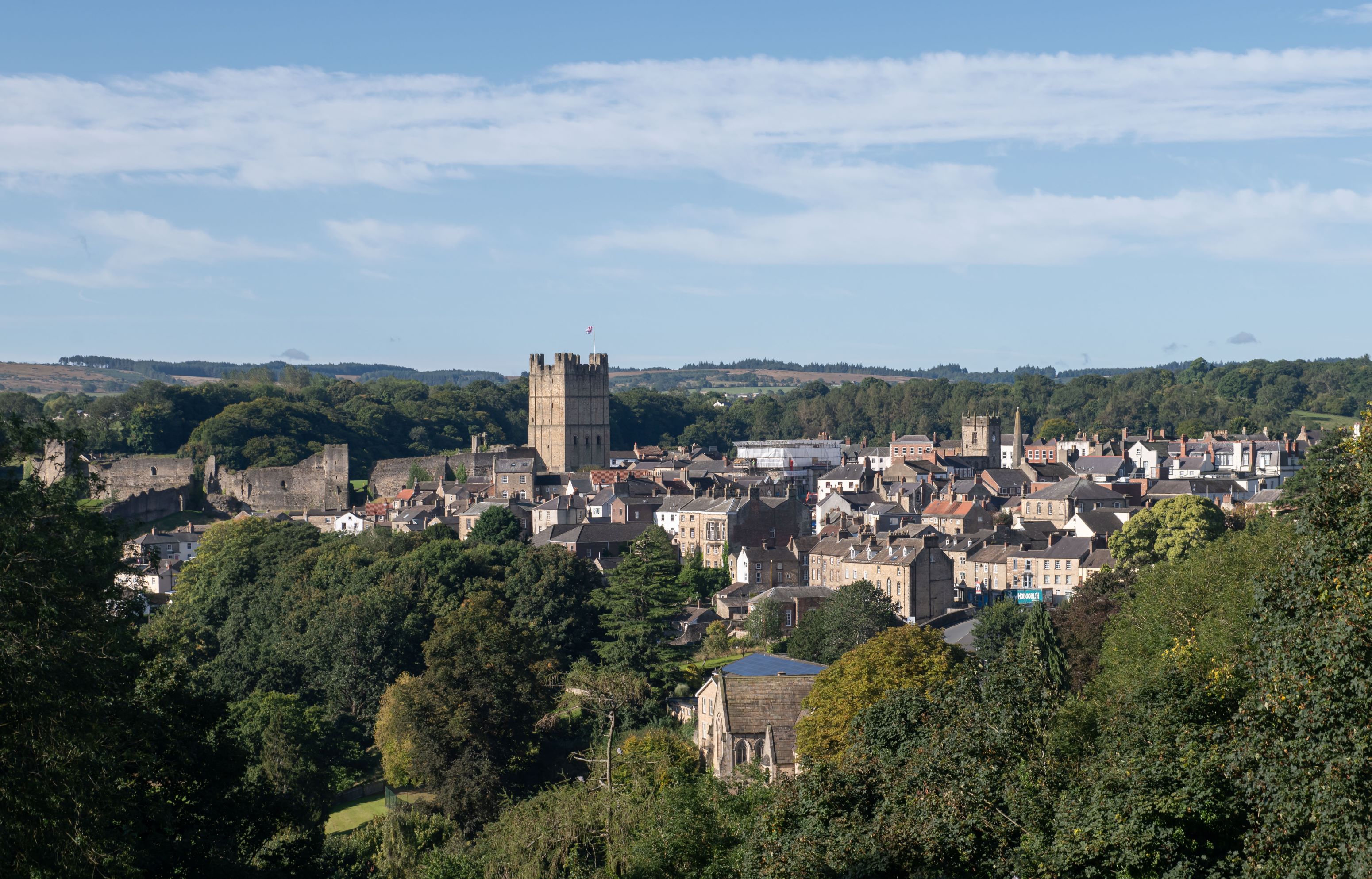 An aerial picture of Richmond where the first draft town investment plan has been drawn up. Residents and businesses are invited to attend two consultation events being held in the town this week to consider the draft plan, which identifies a number of priority areas for future investment, including the regeneration of Market Place.