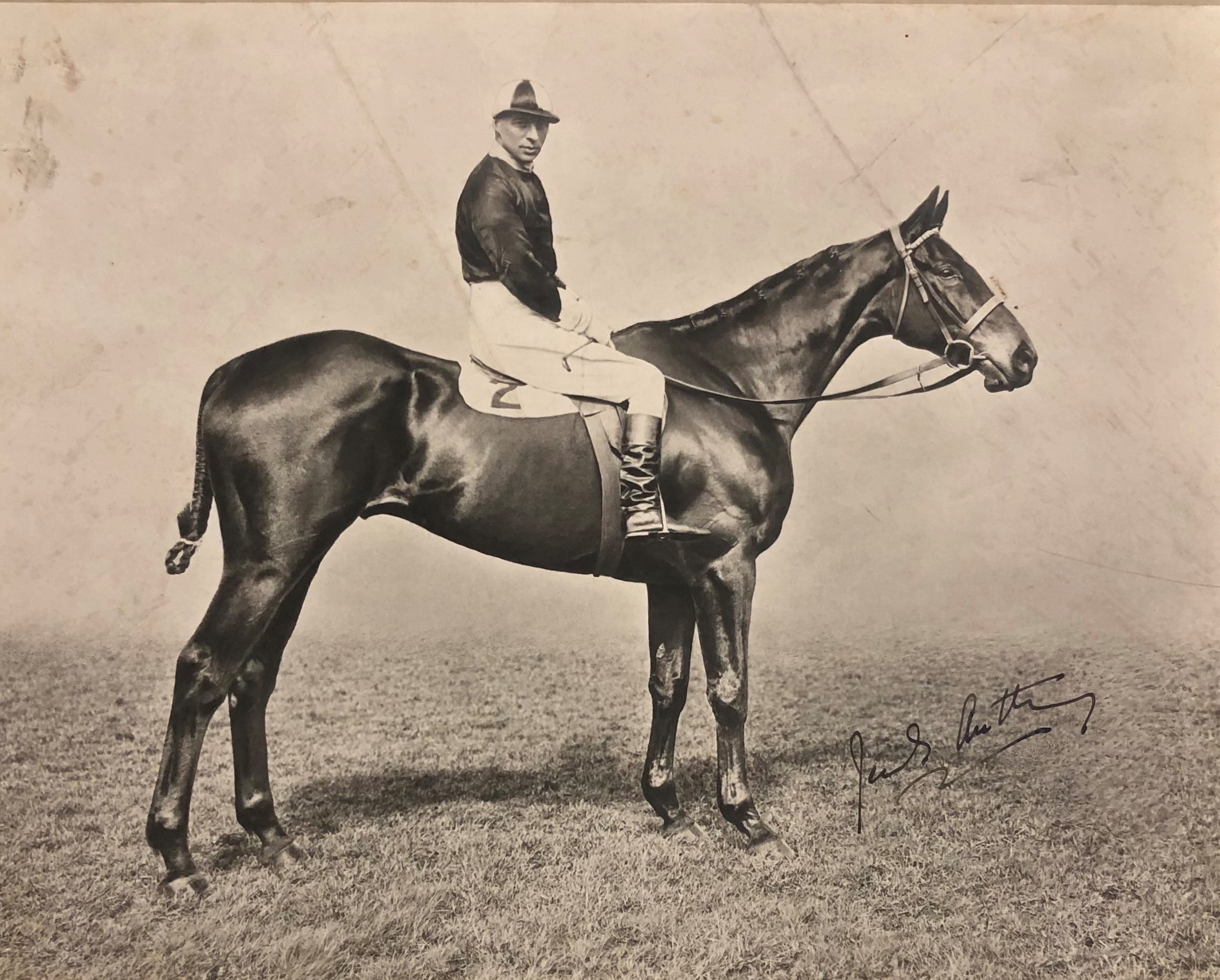 Photograph signed by Jack Anthony, the rider of Troytown, winner of the Grand National in 1920. From the Clifton Castle archive.