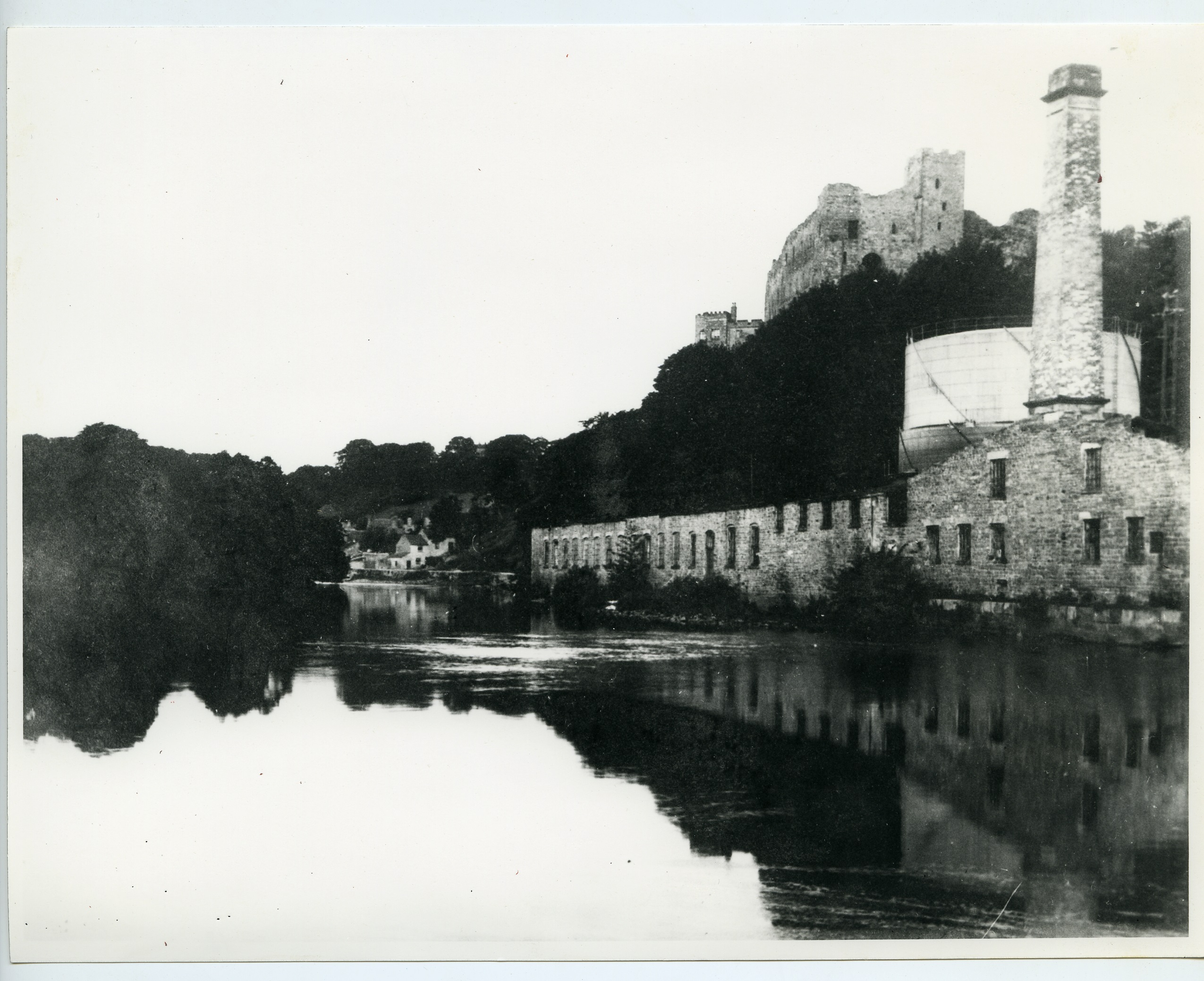 A view of Richmond Castle with the Gas Works below, no date