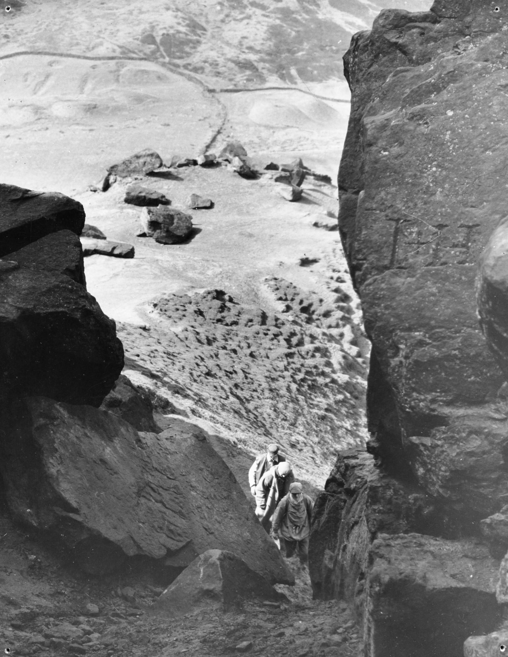 Ramblers at the well-known Wainstones near Great Broughton, no date