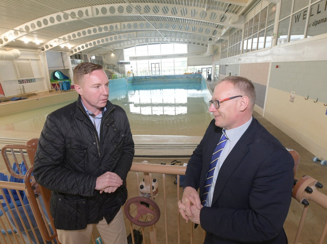 Deputy leader, Cllr Gareth Dadd (right) and Flamingo Land’s chief executive and owner, Gordon Gibb at the Alpamare Waterpark site in Scarborough.