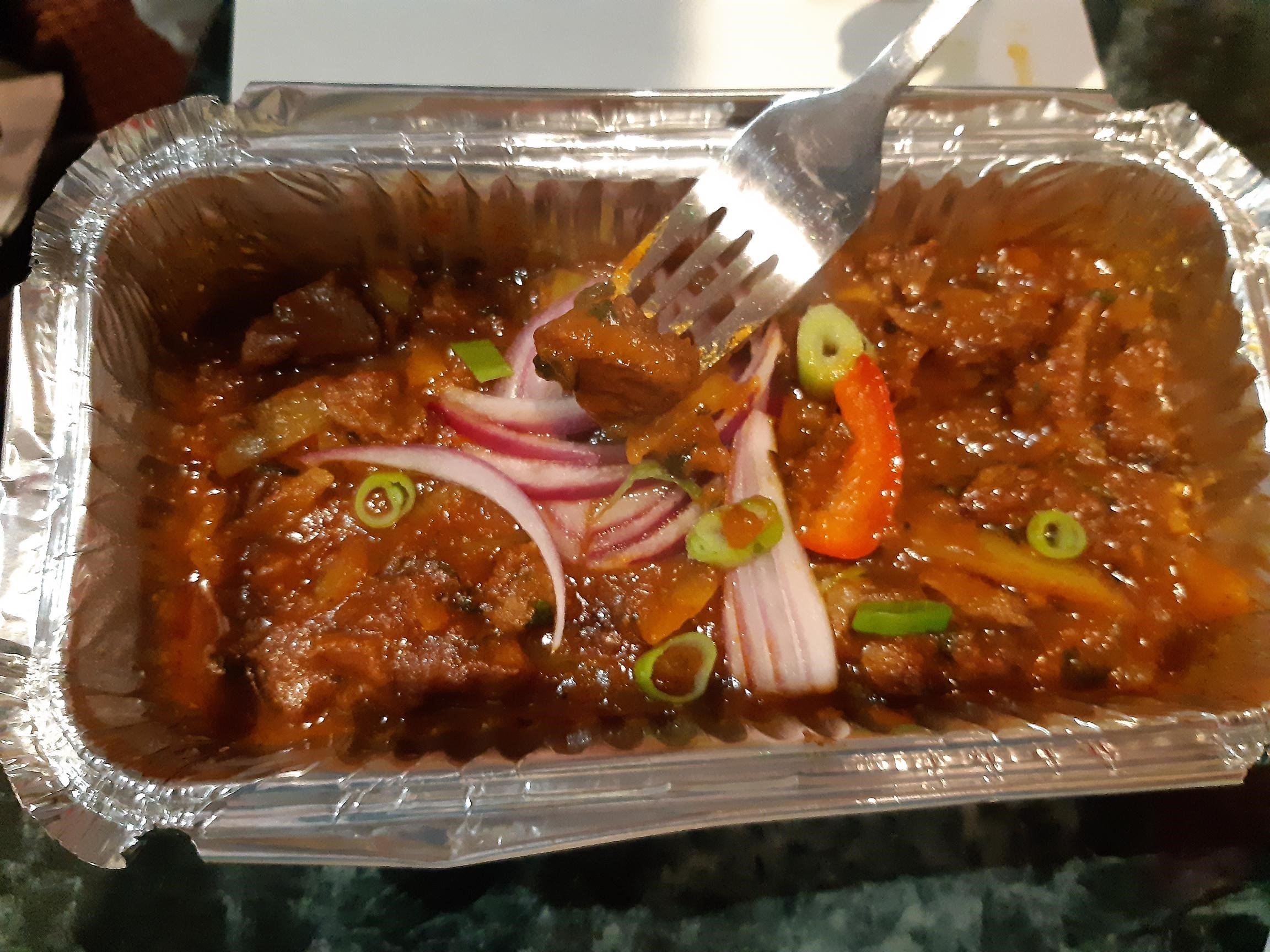 Tray of ostrich curry
