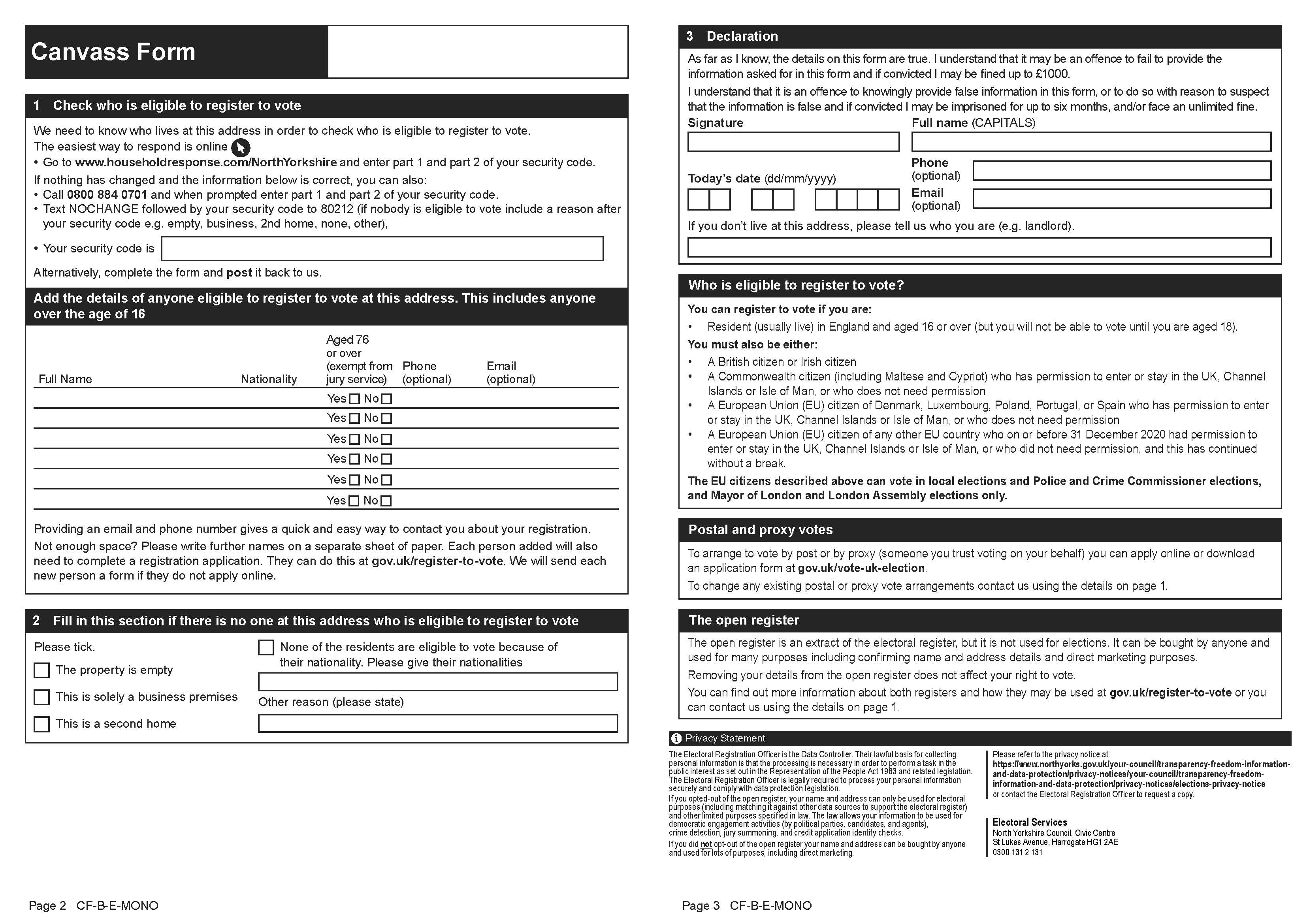  Example of You must respond so we can check who is eligible to register to vote letter