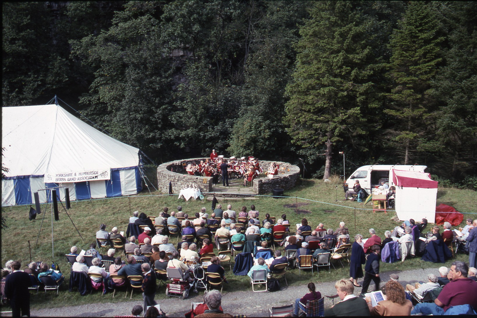 A photo of the Yorkshire and Humberside Brass Band Association’s competition at Hardraw. There is no exact date for the photo, which is taken from the G. W. Martin collection.