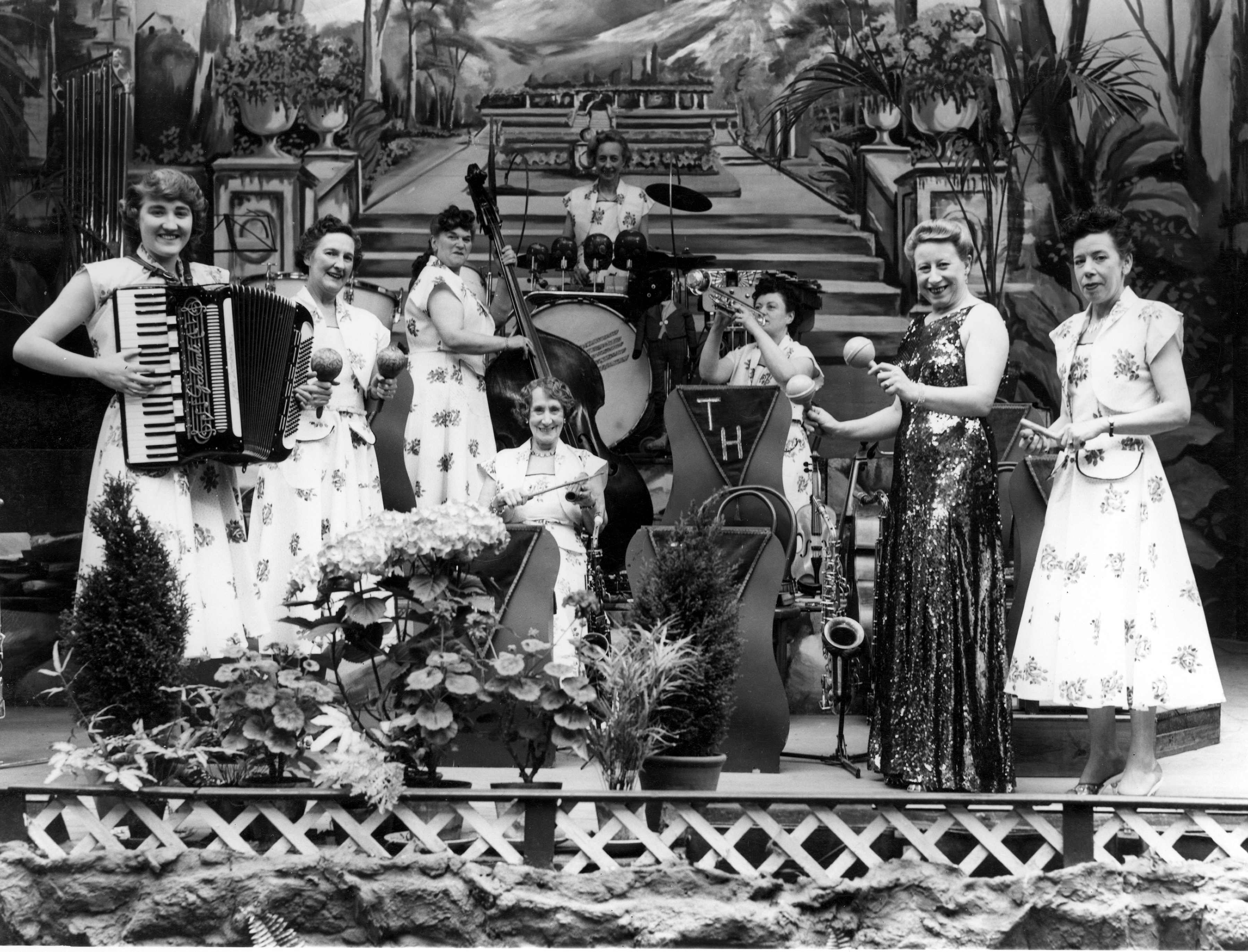 Members of Thelma Hammond’s Ladies Orchestra are pictured at Gala Land in Scarborough during the 1950s. The underground Aquarium became Gala Land in 1925, before the venue was demolished in the 1960s.