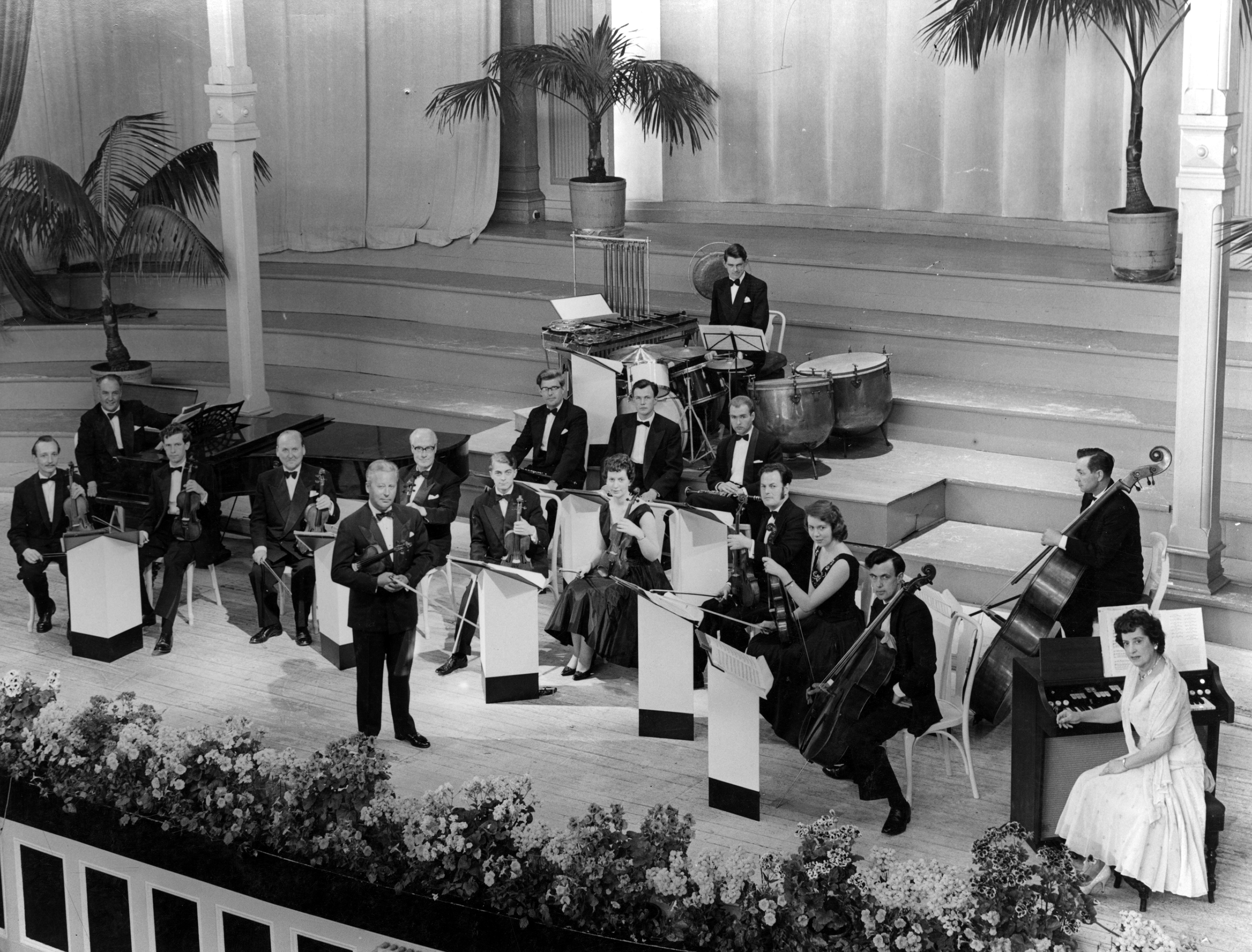 Violinist Max Jaffa and his orchestra are pictured playing at The Spa Grand Hall in Scarborough in 1960. They returned each summer until 1987.
