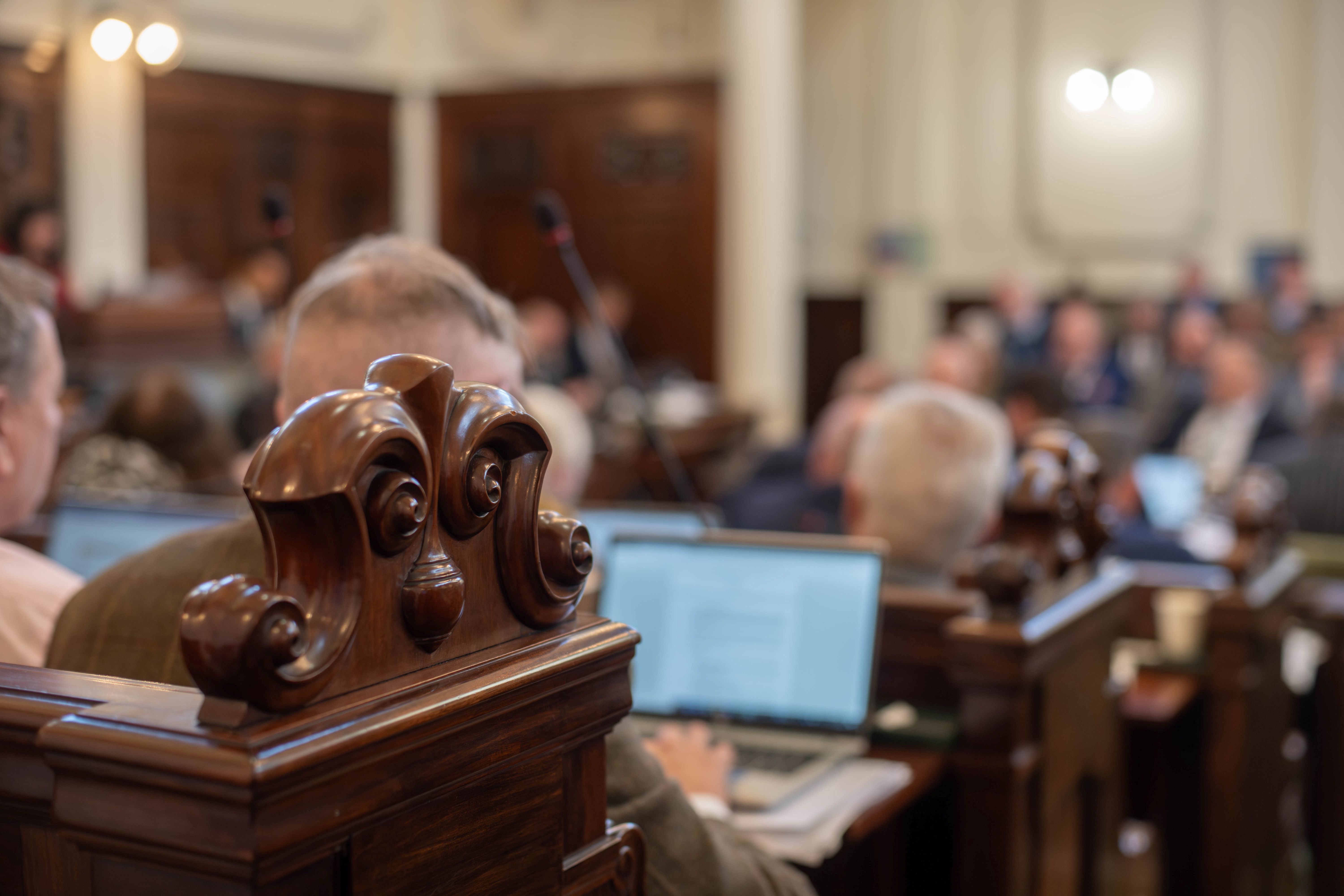 Inside the council chamber
