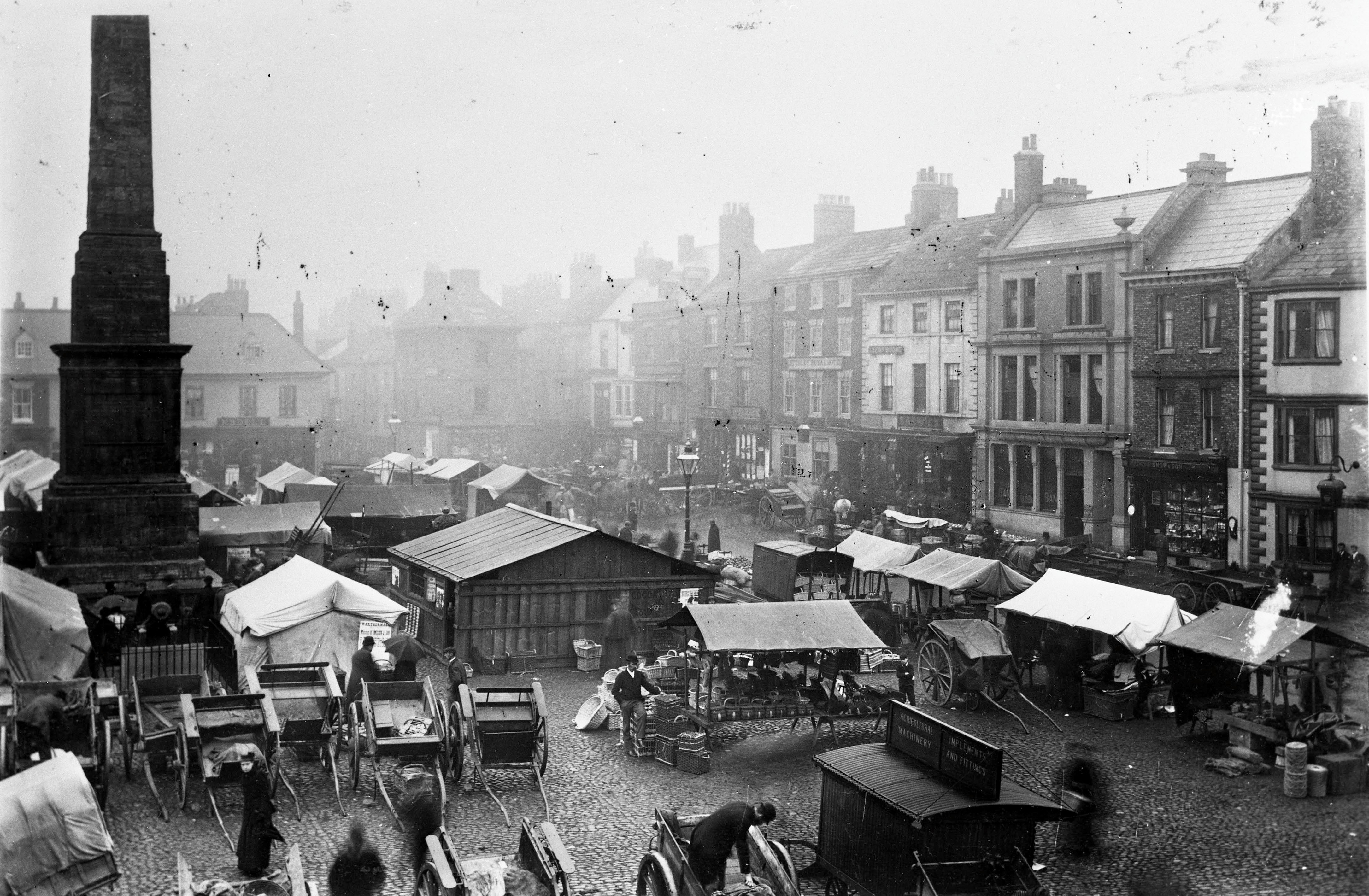 October Show Fair, Ripon Market Place, 1894. This image is part of the Ripon Re-Viewed collection created by Ripon Civic Society and supported by the National Lottery Heritage Fund (NLHF)