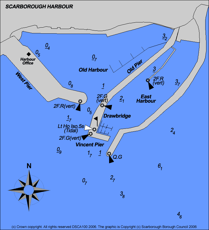 Graphic of Scarborough harbour for navigational use