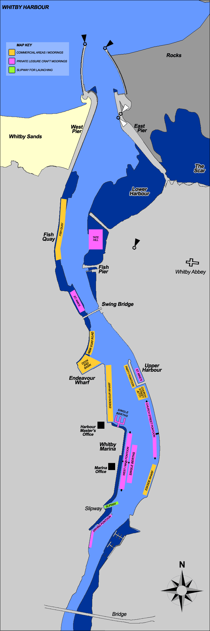 Map of Whitby harbour
