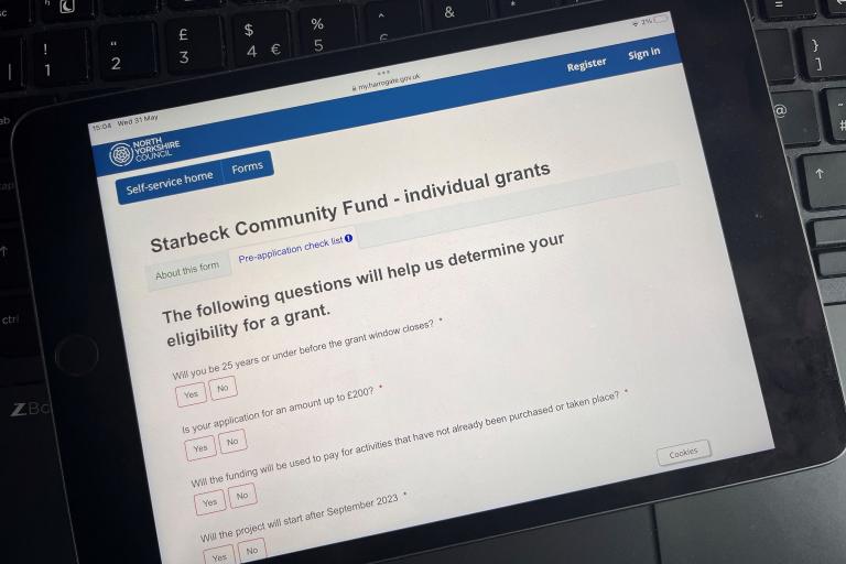 A screenshot of the application form