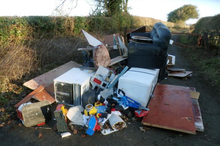 Rubbish left on a road