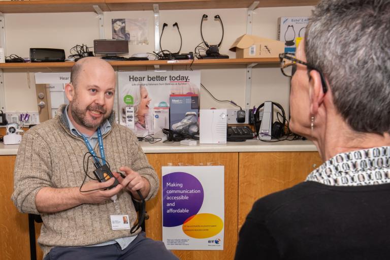 One of our technical officers for sensory services, Paul Senior assesses and offer one-to-one advice, information and life-changing support about equipment for people with hearing loss 