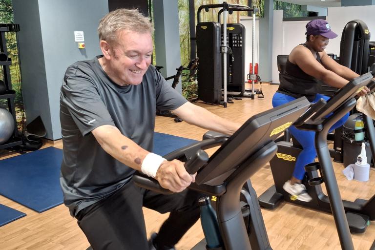 A person using a bike inside Ripon Leisure Centre