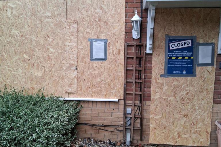 The outside of the closed house