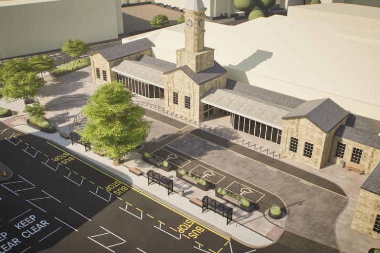 An artist’s impression of the area around Scarborough train station. 