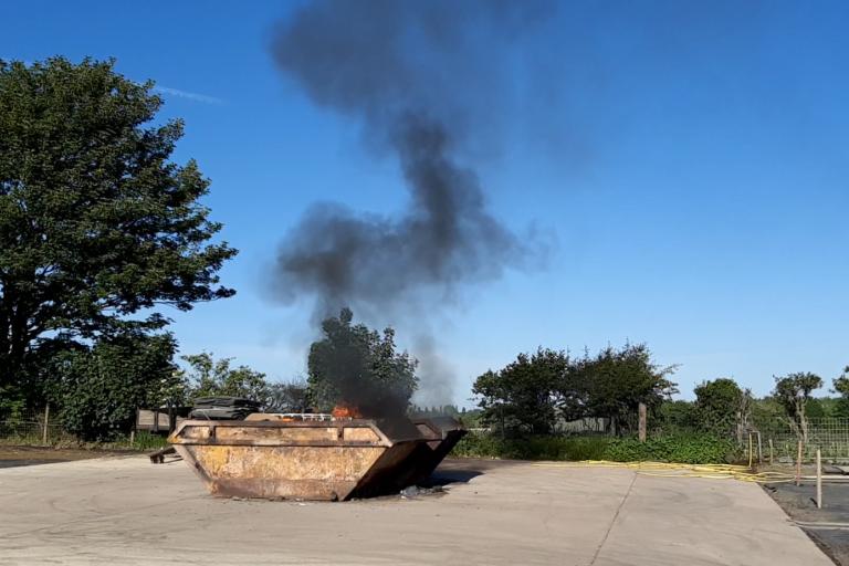 A photo of the illegal burning of waste on land near Knaresborough in the case against Boyd Batchelor, from Harrogate. 