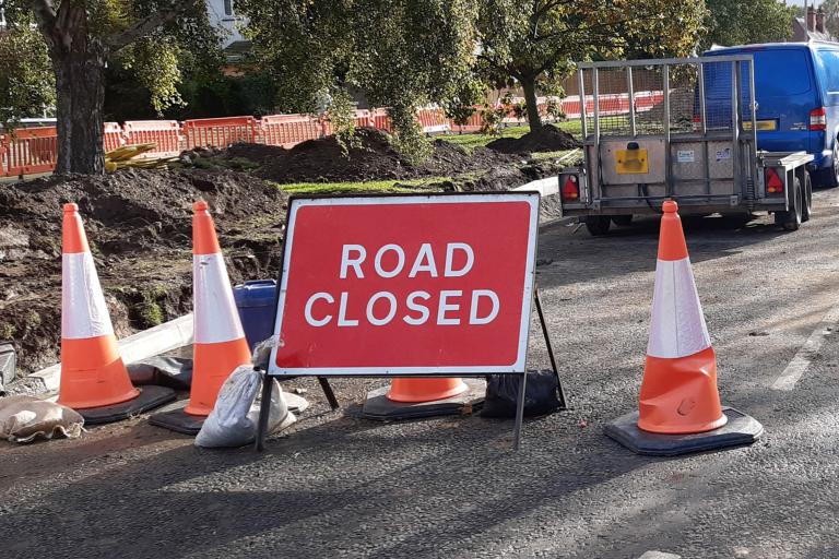 Road closed sign
